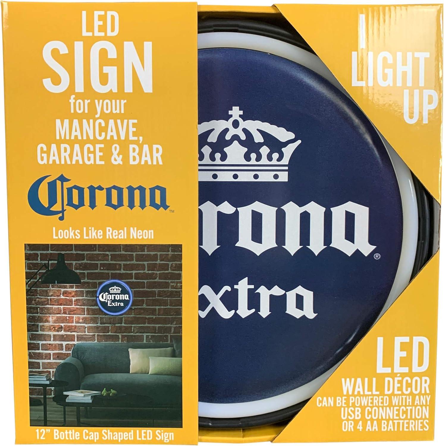 American Art Decor Corona Extra Beer LED Neon Light Sign Wall Decor , Blue - 12" H x 12" L x 1.5" D