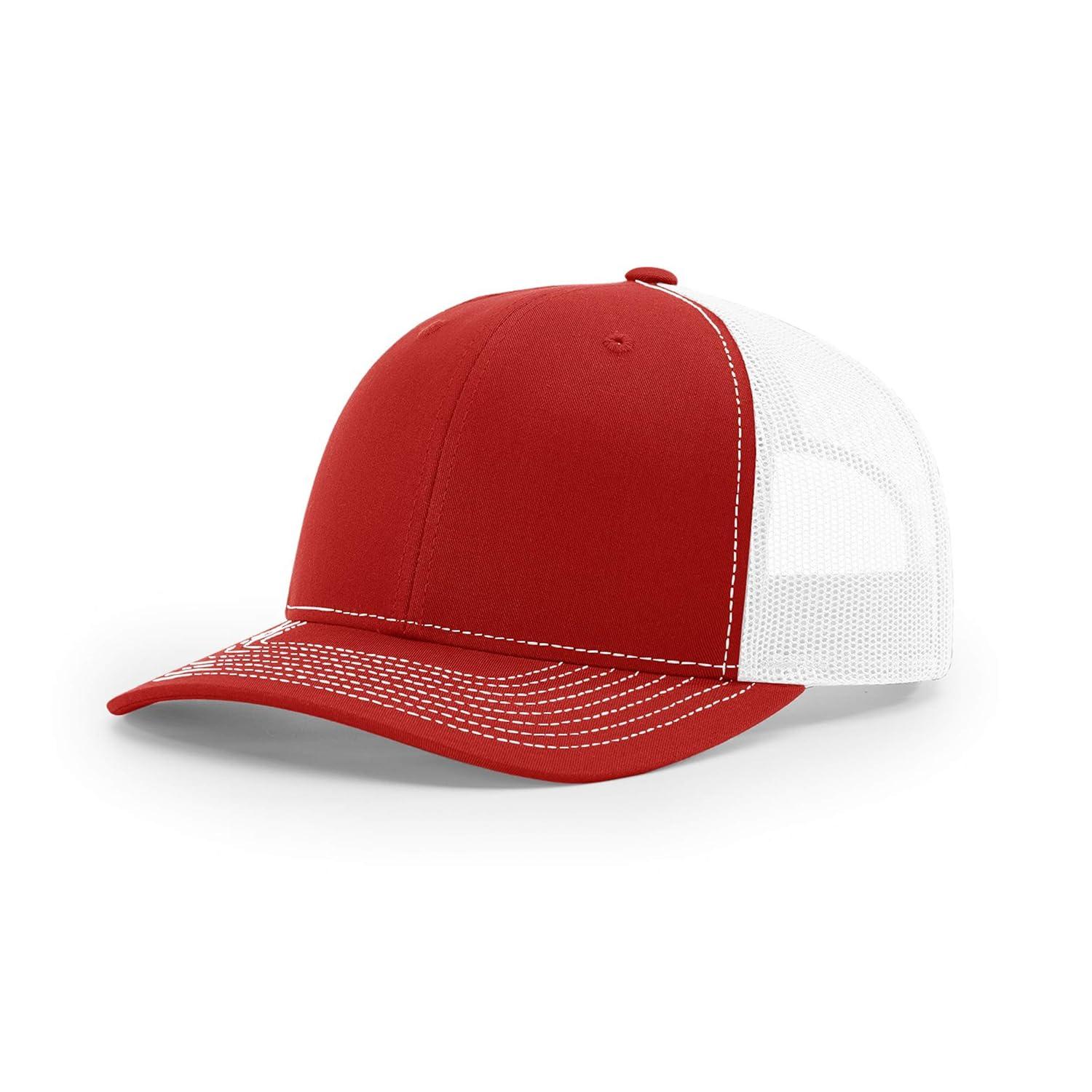 Richardson - Adjustable Snapback Trucker Cap - 112 - Red/ White - Size: OSFM
