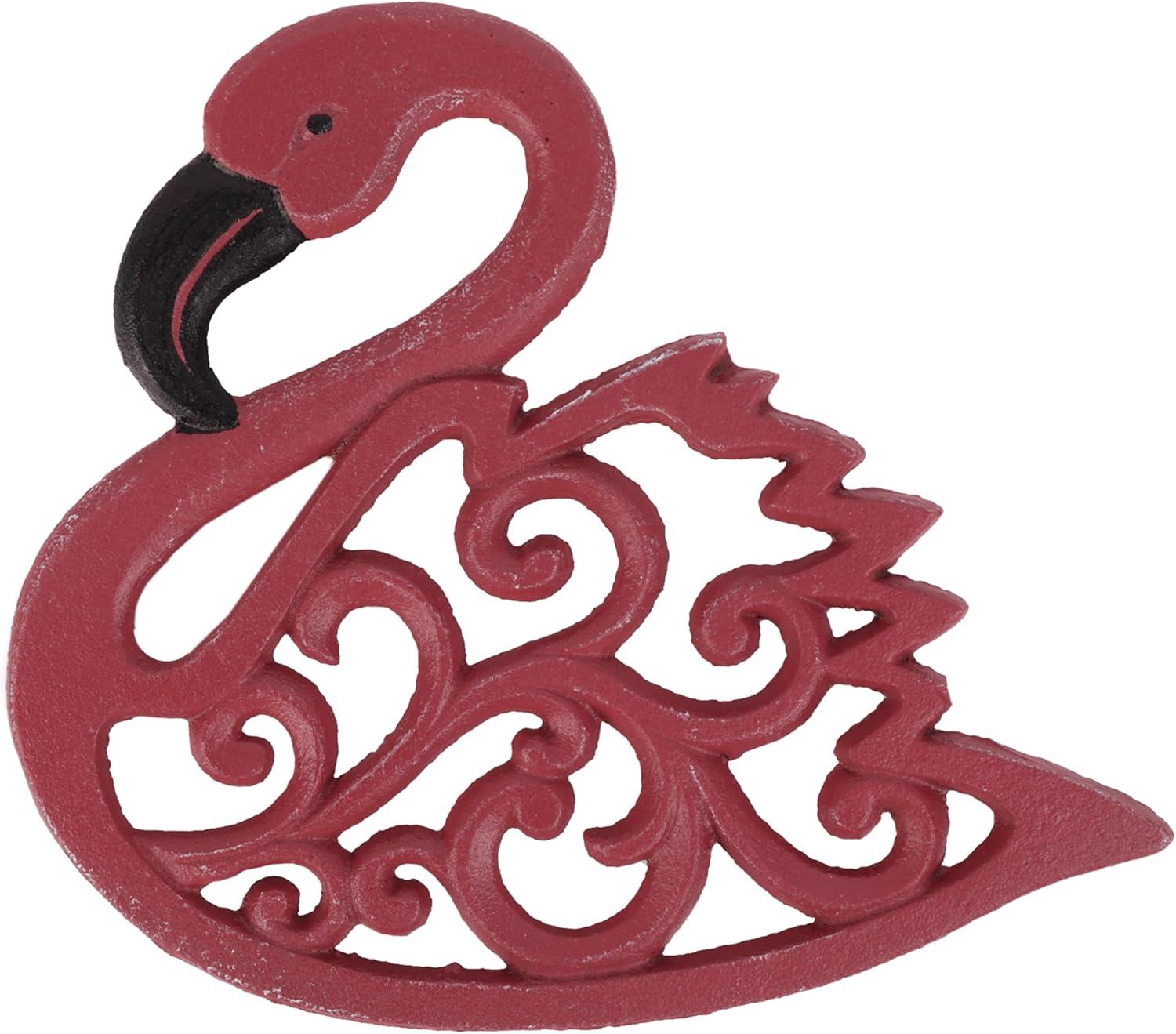 Servette Home Cast Iron Pink Flamingo Trivets for Hot Dishes 7 L x 7 W inches