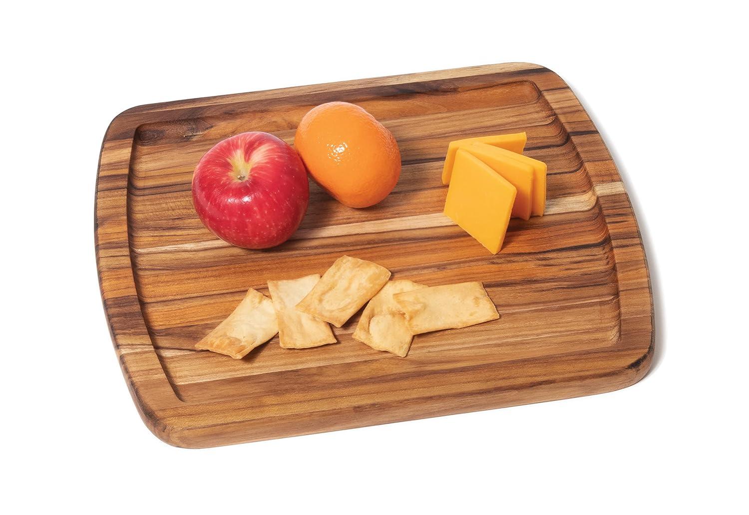 Lipper International Teak Edge Grain Wooden Serving Platter Cutting Board, Brown