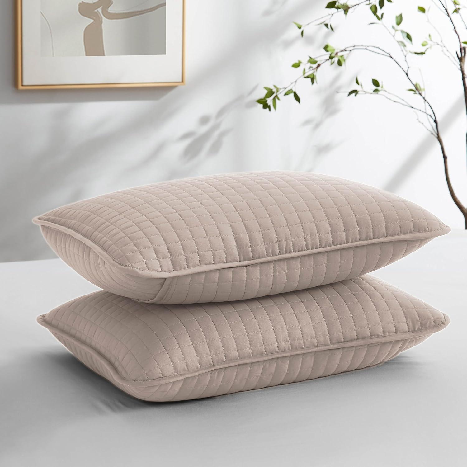 Southshore Fine Living, Inc. Pillow Shams King Size Set of 2, Large 20"x36" Sage Green Pillow Covers for King Size Pillows, Luxury Quilted Sham Covers to Complement Home Decor, Sage Green