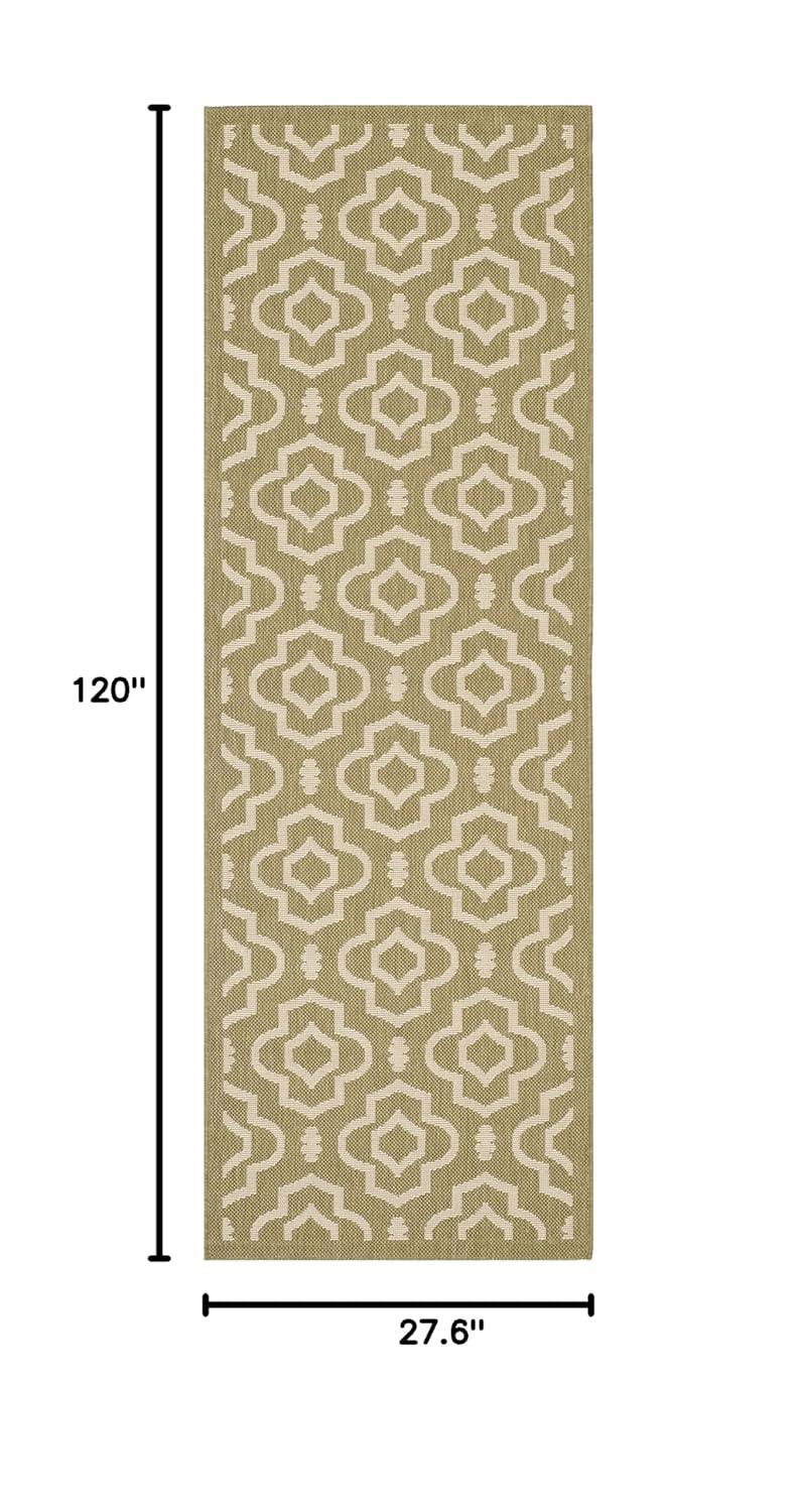 Courtyard CY6926 Power Loomed Indoor and Outdoor Runner Rug - Green/Beige - 2'3"x10' - Safavieh