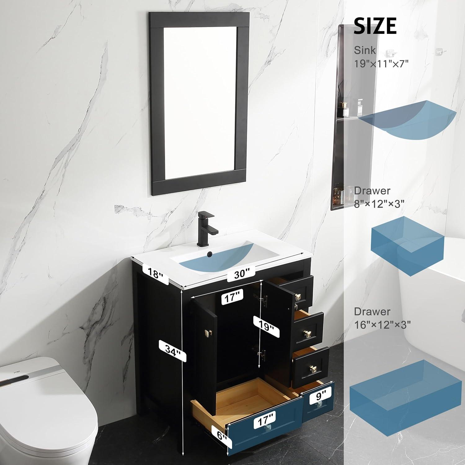 30" Single Bathroom Vanity Base Only