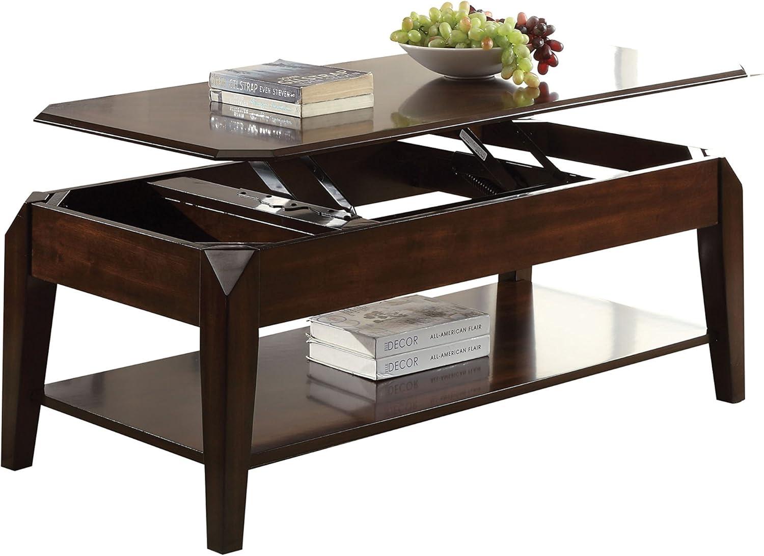 47" Docila Coffee Table Walnut - Acme Furniture: Living Room Furniture with Shelving