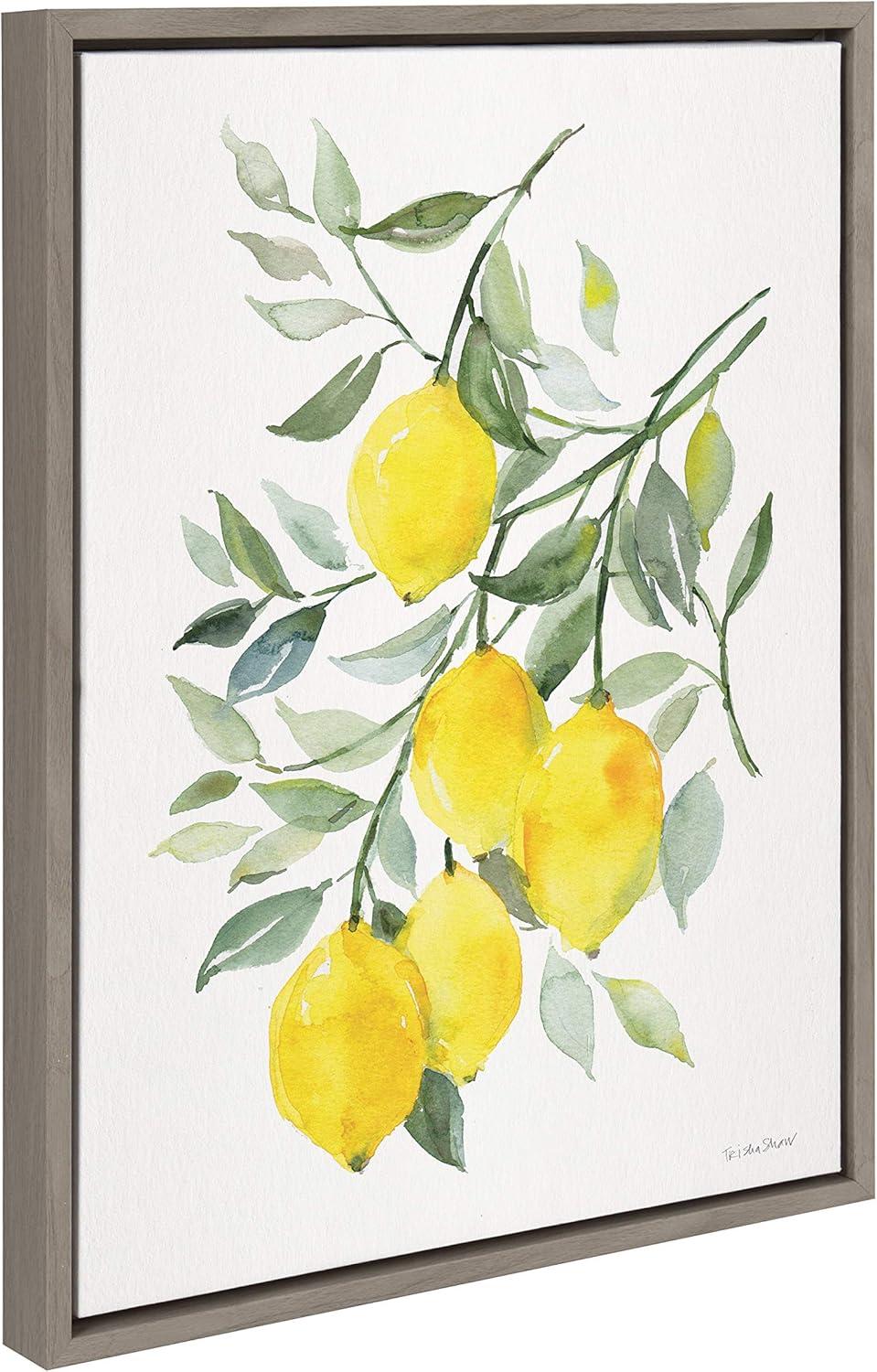 Gray and Yellow Lemon Citrus Canvas Wall Art