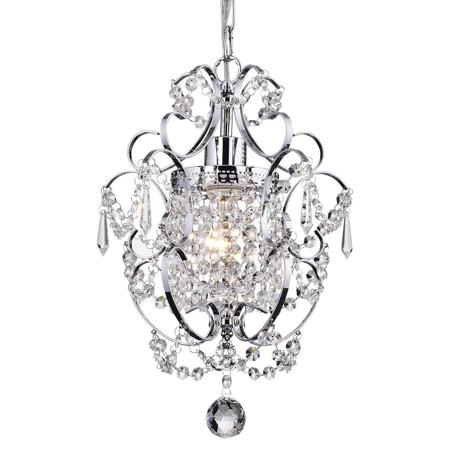 Edvivi Lighting Chrome Finish 1-Light Glam Mini Pendant with Crystal