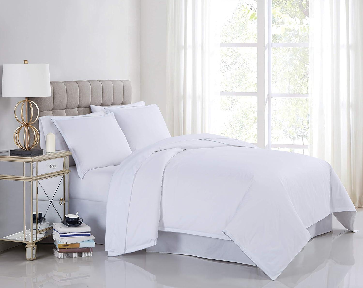 King White Cotton Percale Duvet Cover Set