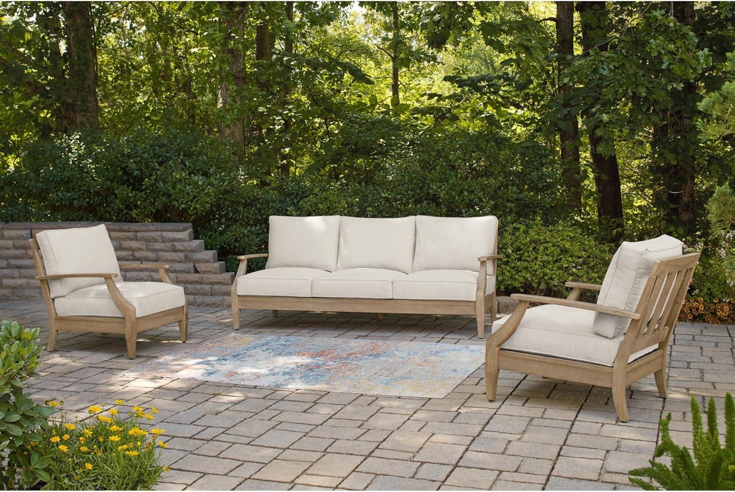 Signature Design by Ashley Carter Hall Outdoor Eucalyptus Patio Sofa in Beige