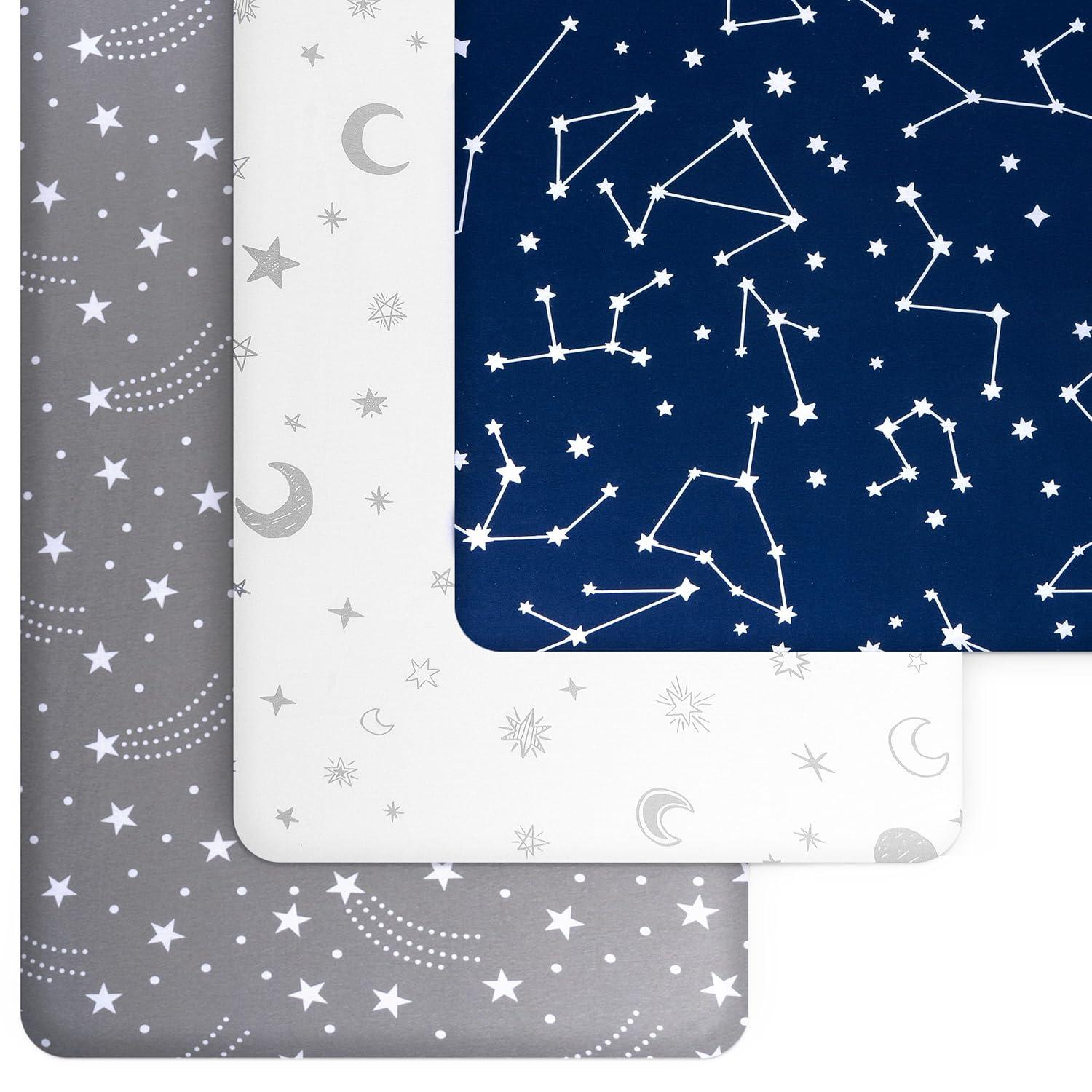 GROW WILD Pack n Play Fitted Sheets 3 Pack - 38” x 24" Jersey Cotton Crib Sheets