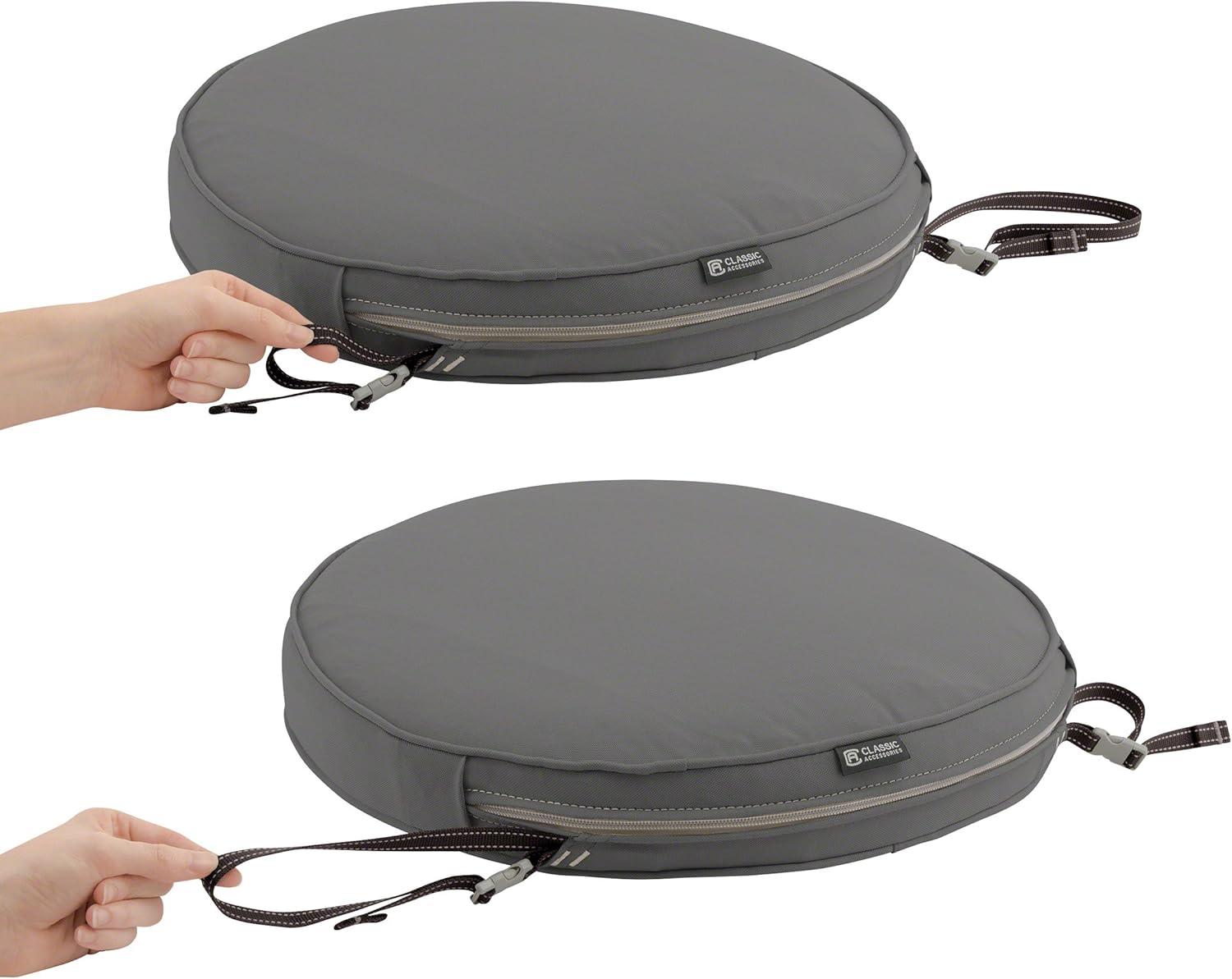 15" x 15" x 2" Montlake Fadesafe Round Patio Dining Seat Cushion Set: Water-Resistant, Zippered - Classic Accessories