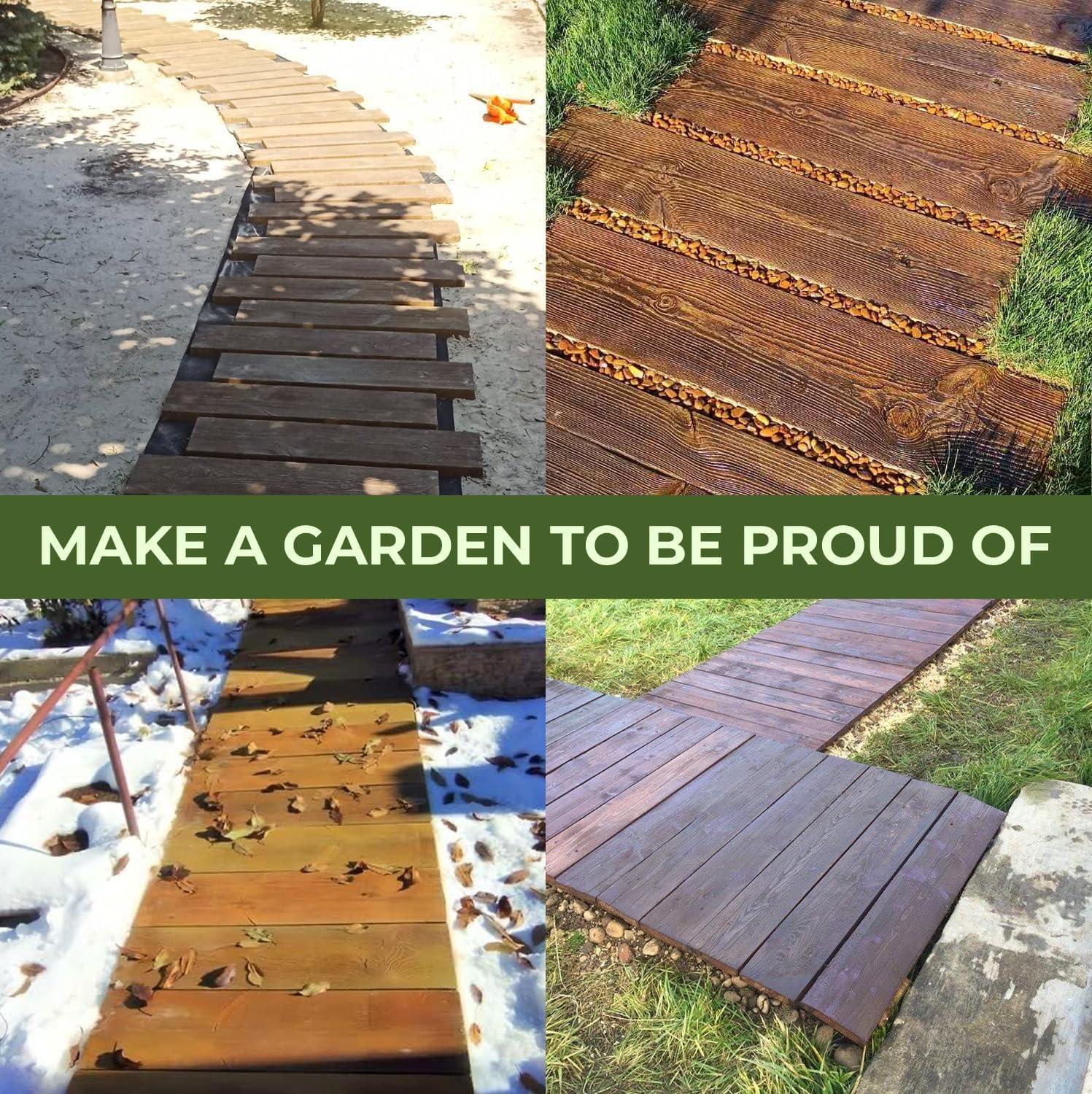 Big DIY Precast Concrete Molds 2 pcs Wooden Pavers Cement Paver Mold - Pathmaker ii Mold Hormigon Molde - Paving Stone Molds for Concrete - DIY Stepping Stone Forms