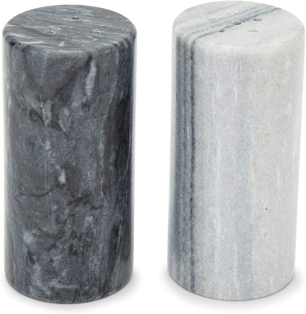 Fox Run Marble Salt & Pepper Shaker Set of 2, Black & White, 1.75" x 1.75" x 3.75"