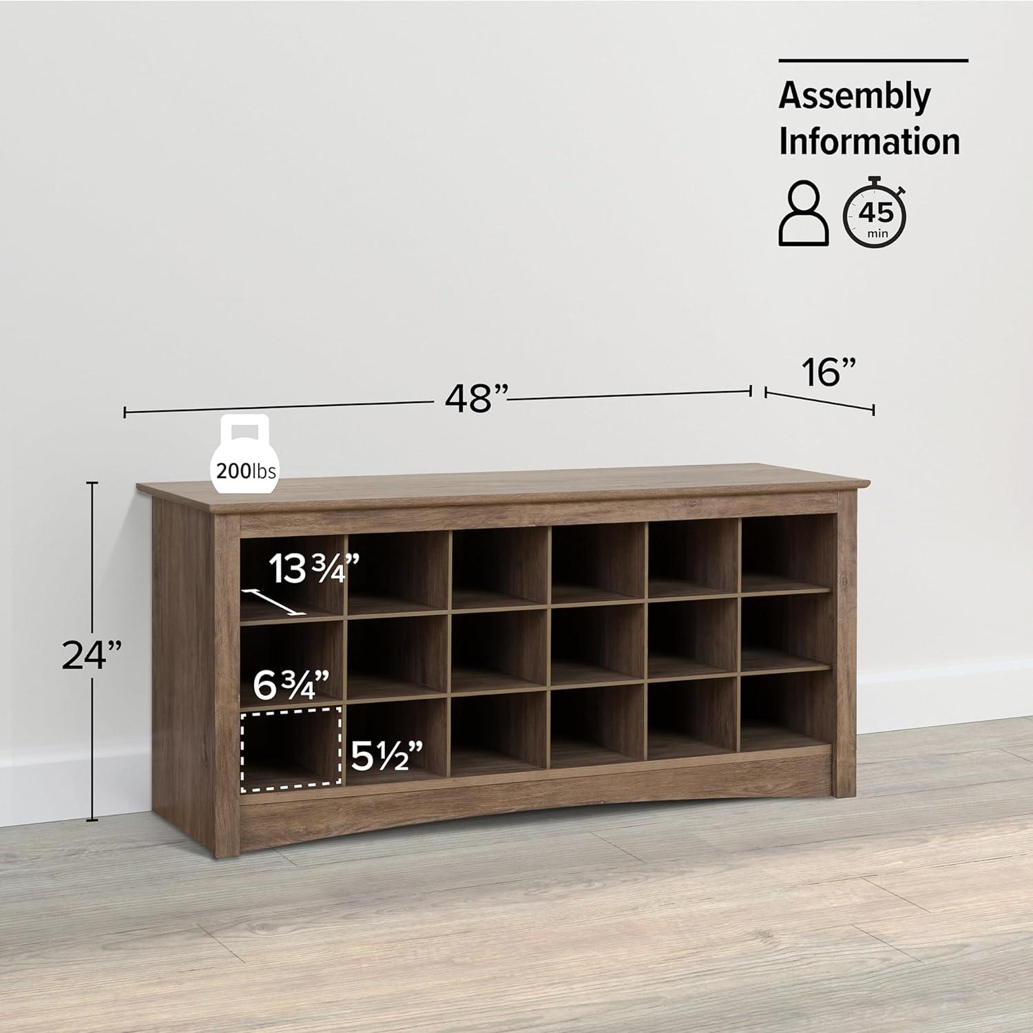 18 pair Shoe Storage Cubbie Bench - Prepac