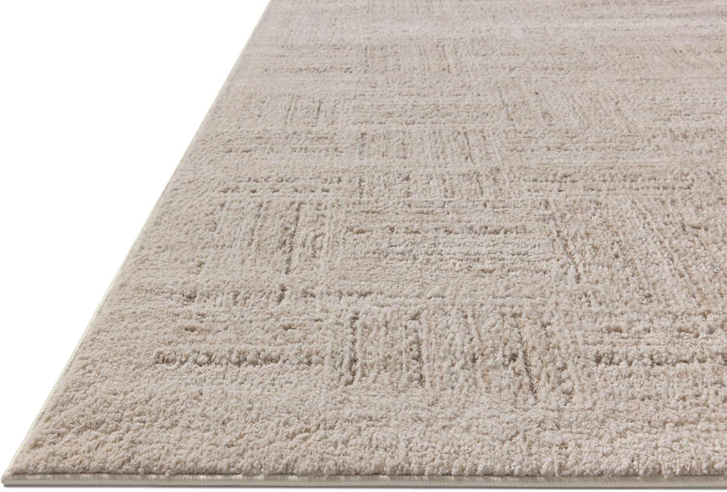 Ivory Taupe Abstract Wool Synthetic Area Rug