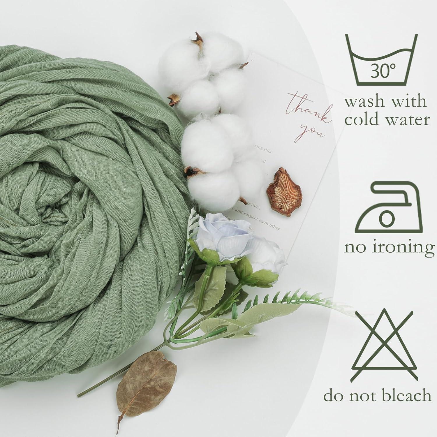 Mint Green Cheesecloth Table Runner 6 Pack 35" Boho Gauze Runner 120 inches Long Tablecloth Runner Rustic Sheer Fabric Bulk for Baby Shower Wedding Bridal Birthday Party Table Decorations