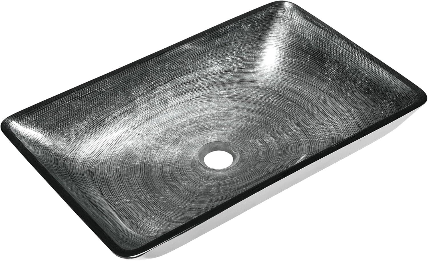 Cascade Rectangular Glass Vessel Sink with Faucet