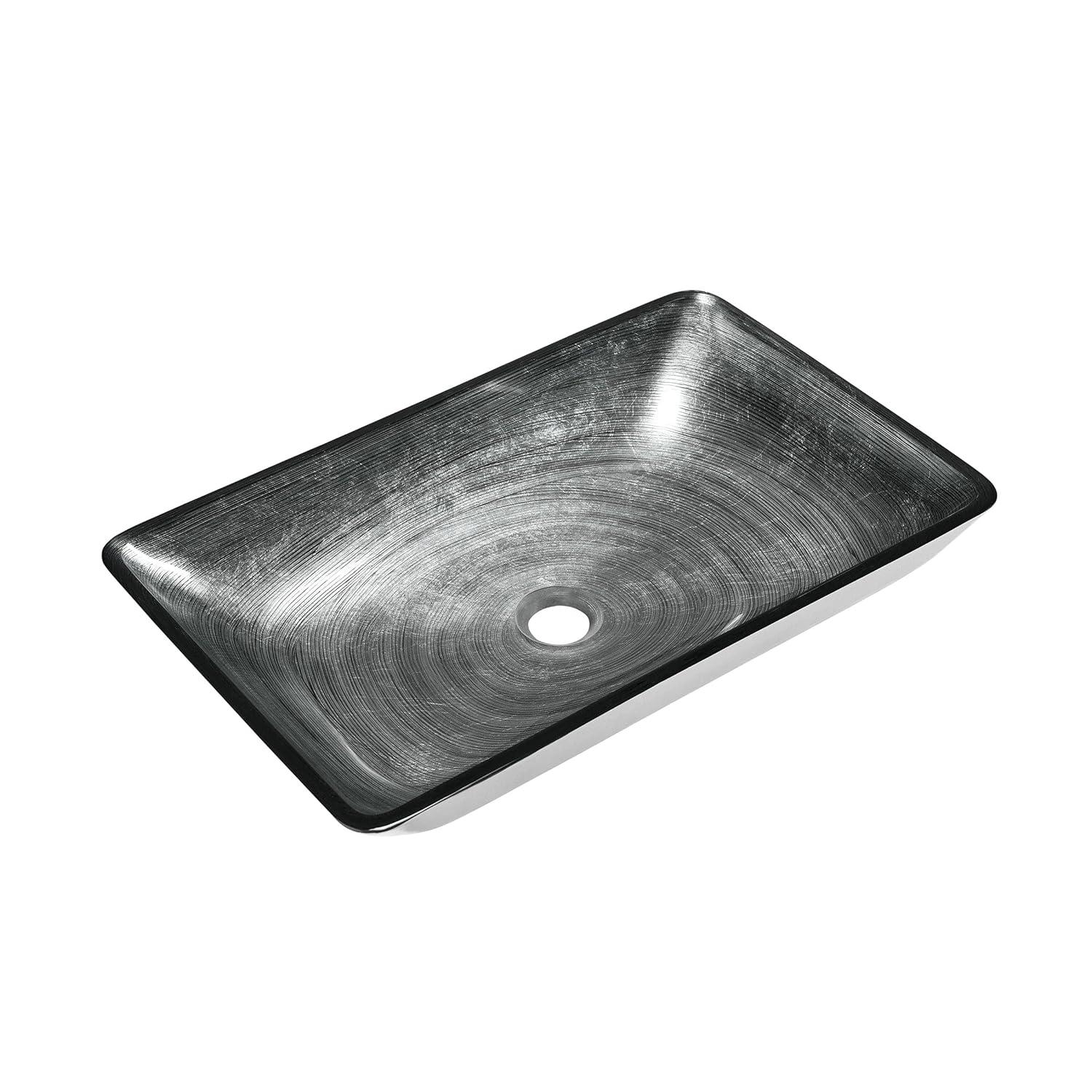 Cascade Rectangular Glass Vessel Sink with Faucet