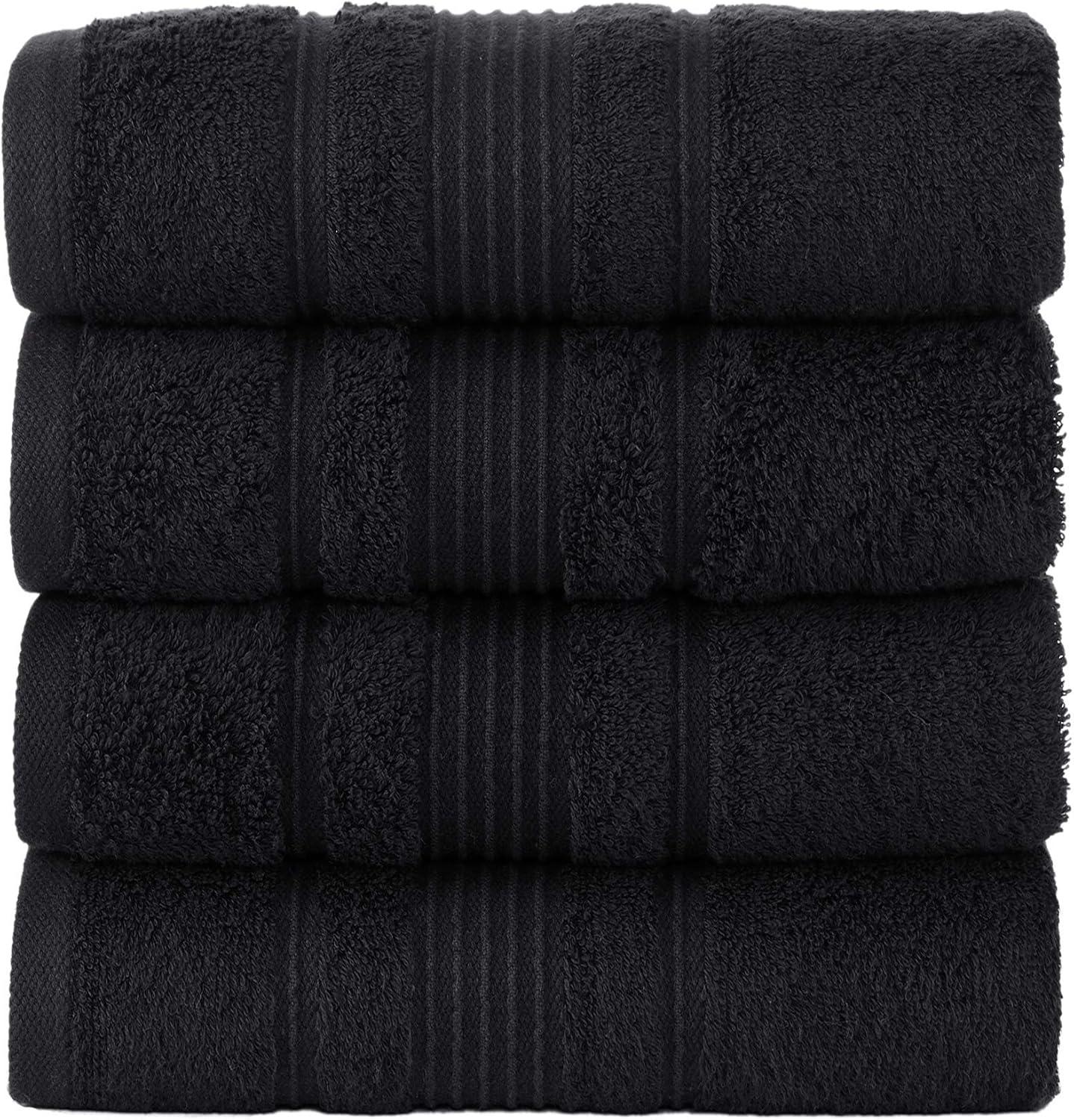 4-Piece Hand Towels Set | 100% Turkish Cotton, Spa & Hotel Towels Quality, Quick Dry Hand Towels for your Bathroom, Shower Towels (Black)