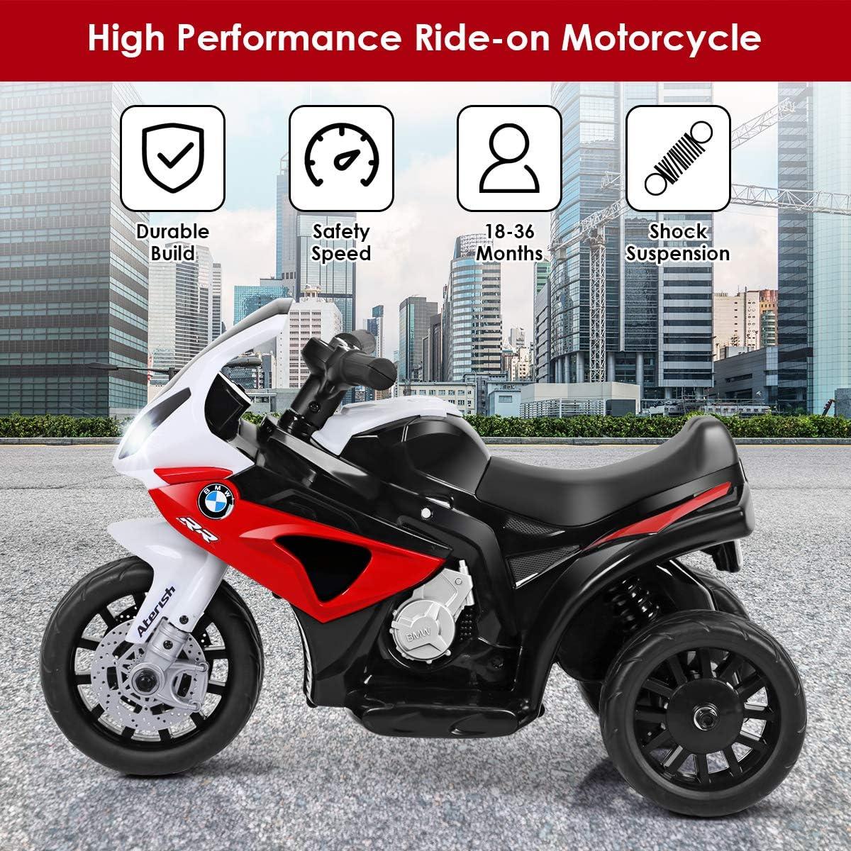 Infans Kids Ride On Motorcycle BMW Licensed 6V Electric 3 Wheels Bicycle w/ Music&Light