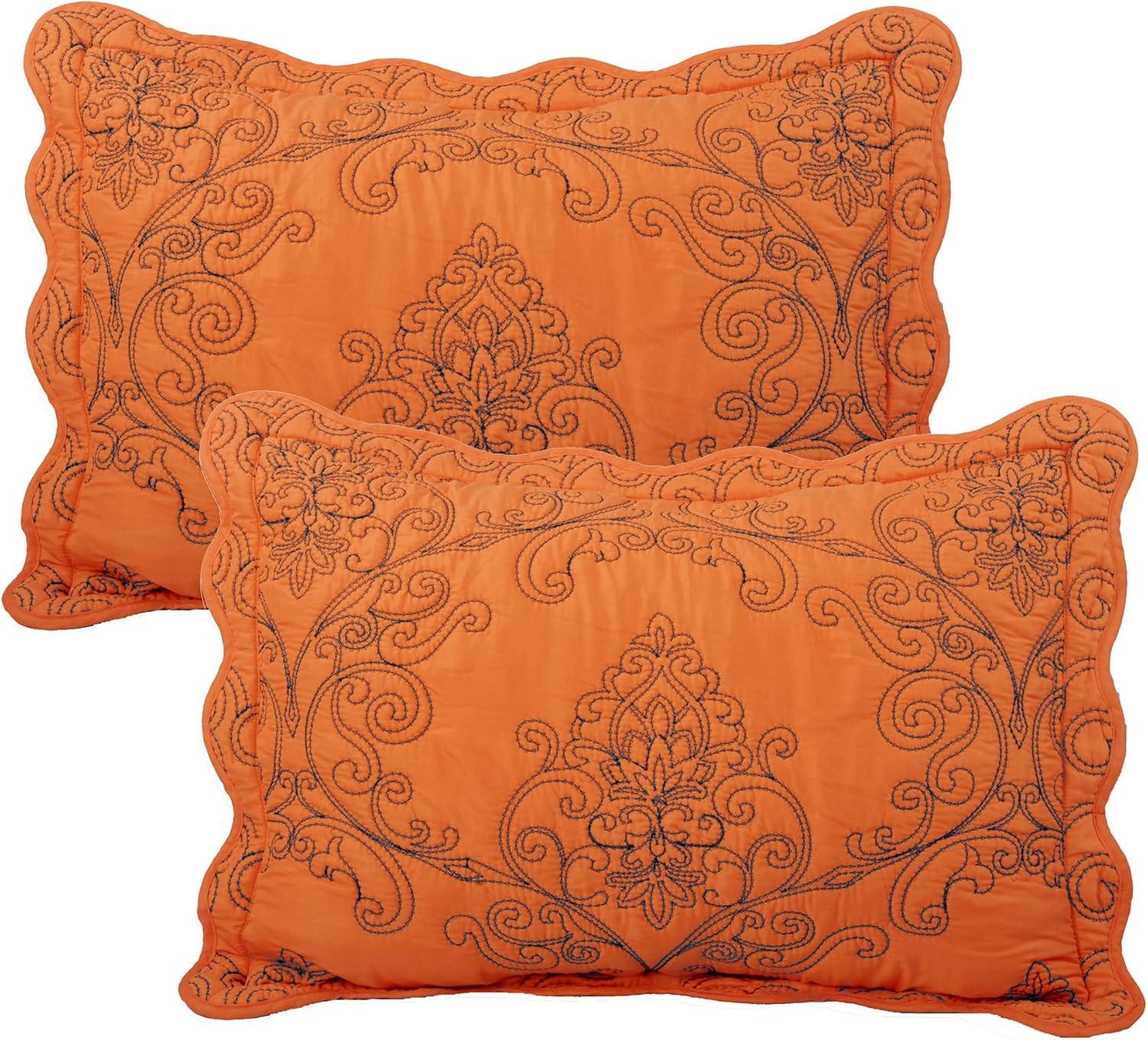 Home Soft Things Damask Embroidery Oversized 4 Piece Quilt Set