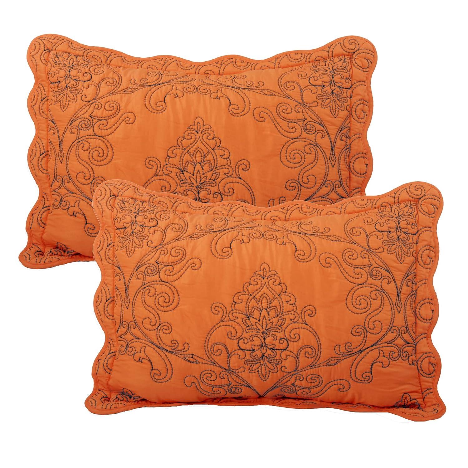 Home Soft Things Damask Embroidery Oversized 4 Piece Quilt Set