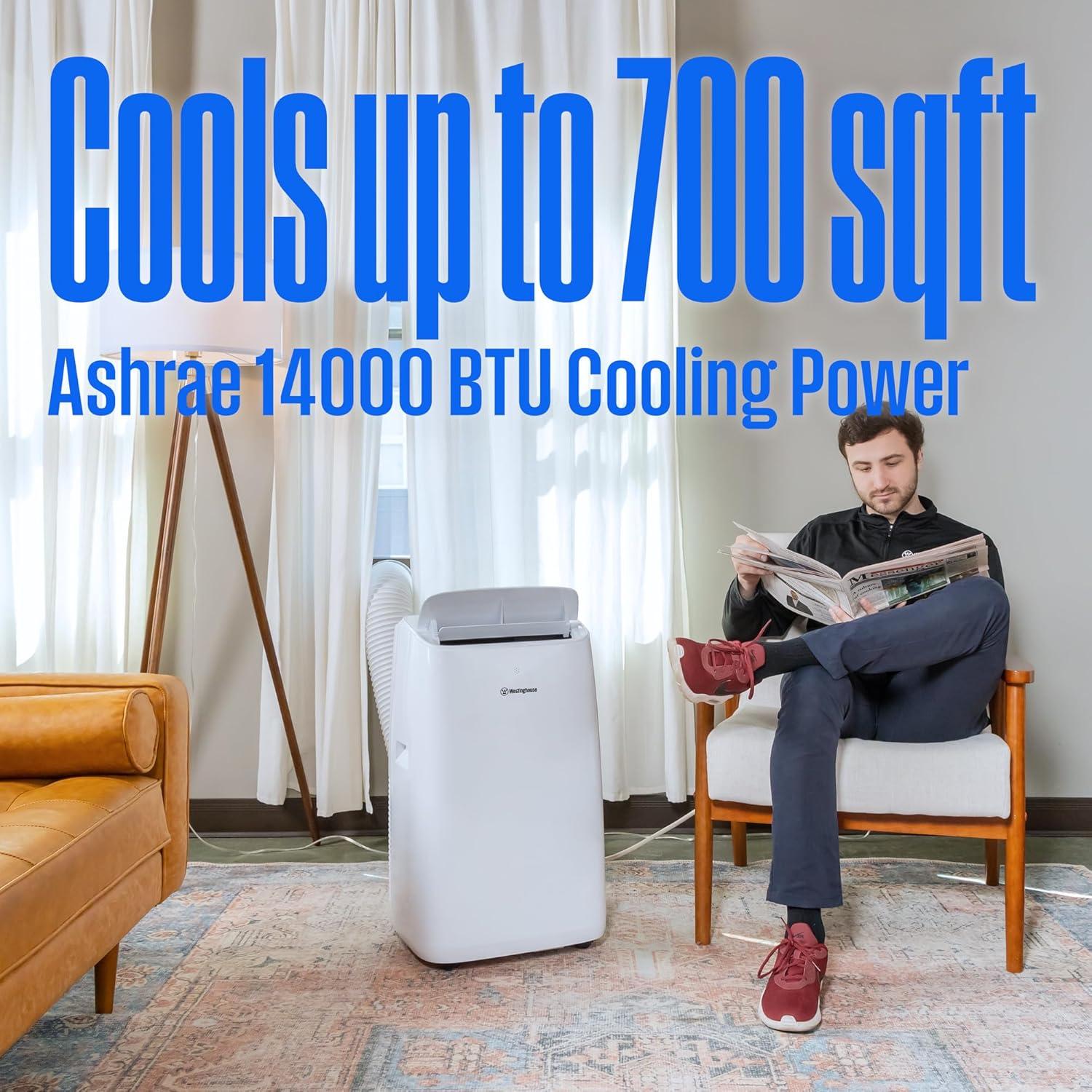 Westinghouse 14,000 BTU Portable Air Conditioner with Heat & Dehumidifier, Remote and Smart App