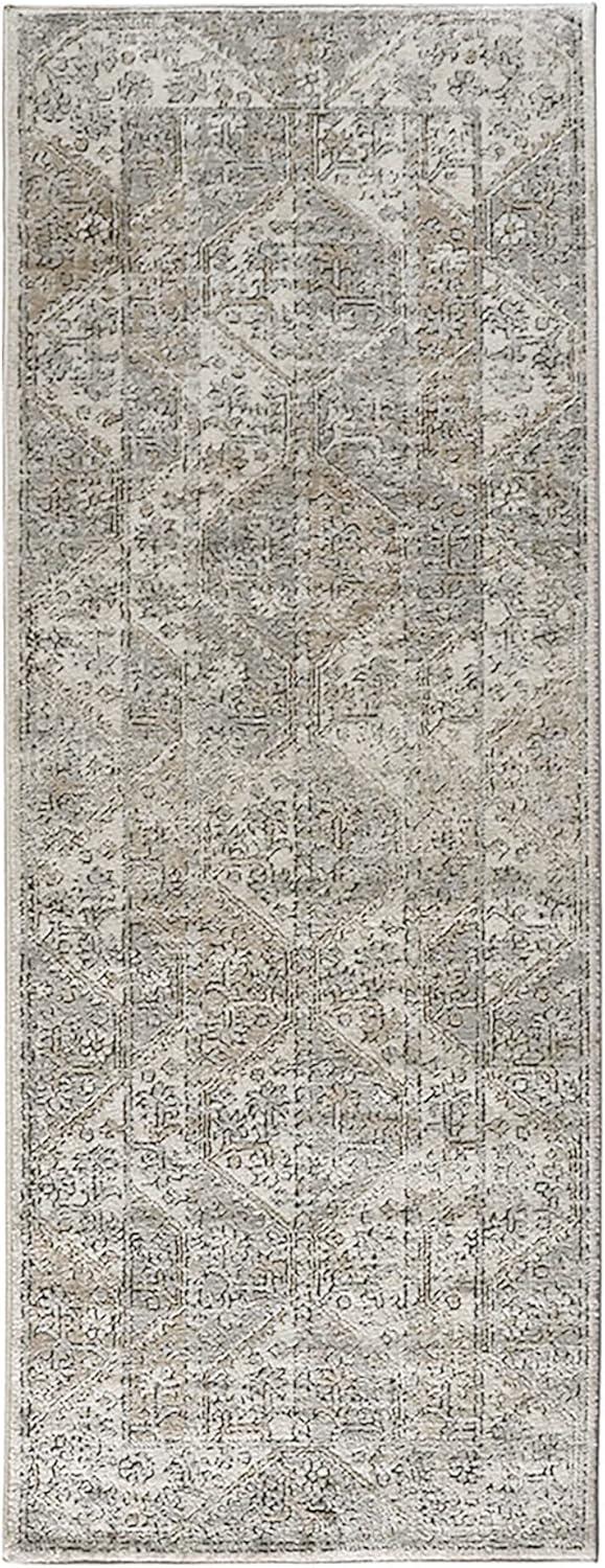 Beige and Cream Rectangular Medium Pile Area Rug