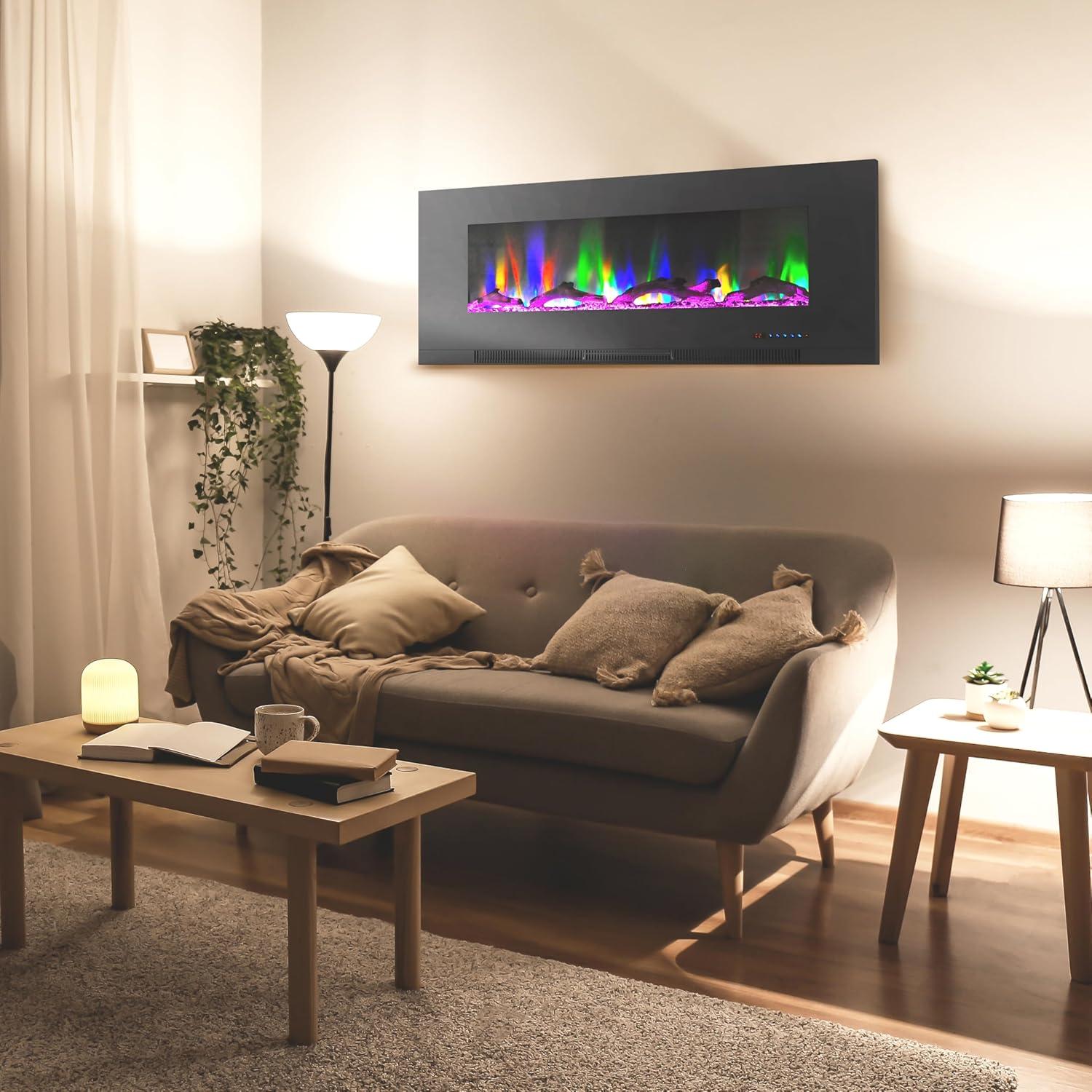 Cambridge Cambridge Wall Mount Electric Fireplace Heater with Remote Control for Indoor Use in Living Room, Bedroom, Home Office