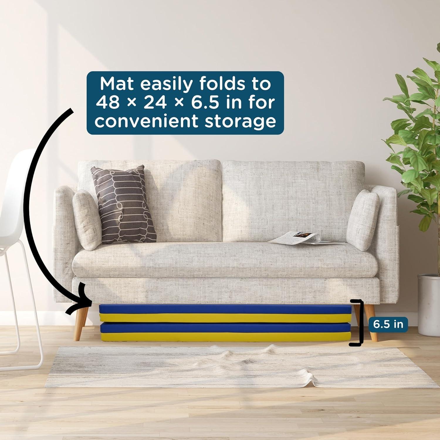 Angeles Primary 4' x 6' Folding Gym Mat - Rainbow