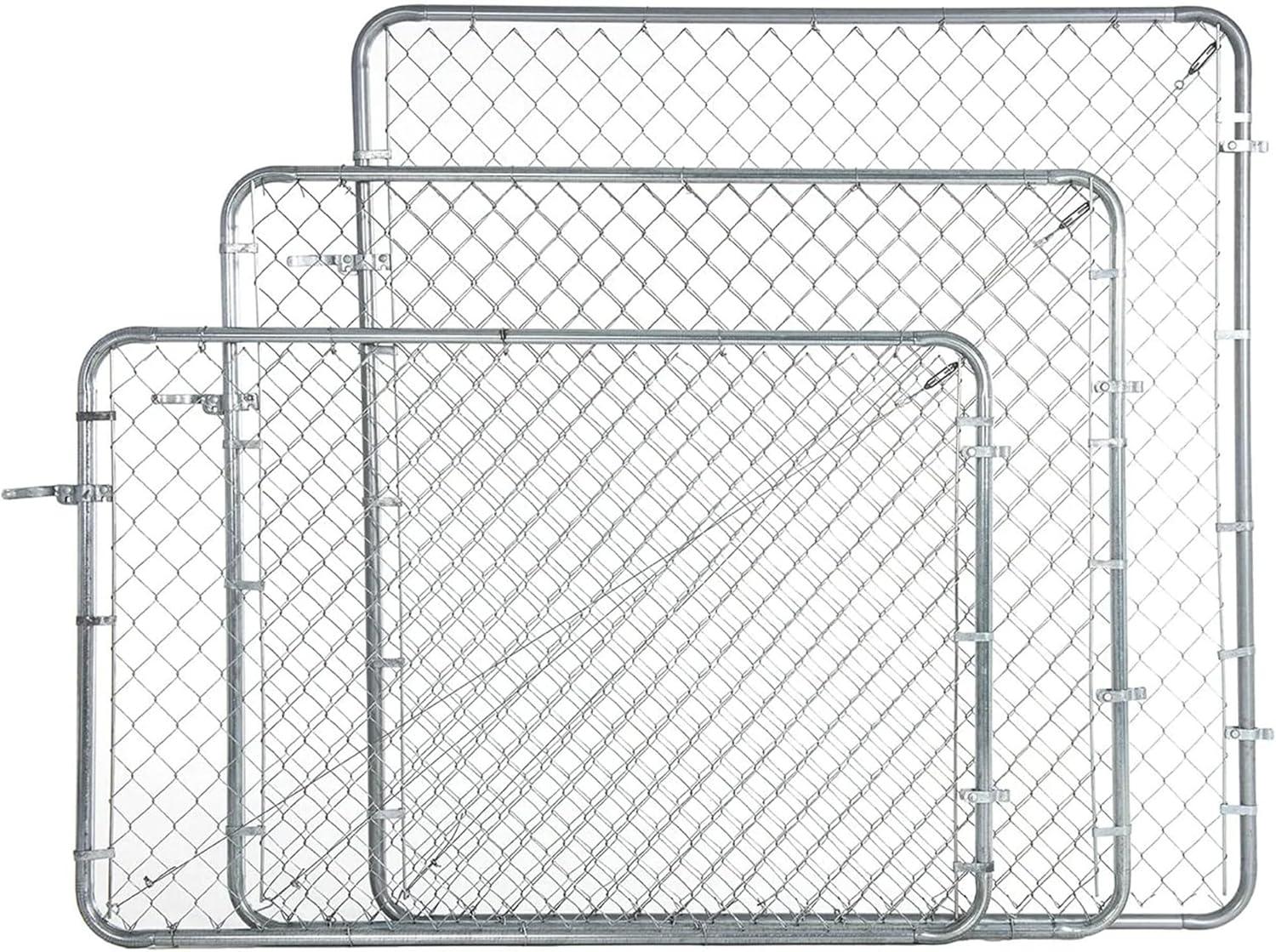 Adjust-A-Gate Fit-Right Chain Link Fence Walk-Through Gate Kit, Metal Fencing Gate with Round Corner Frame