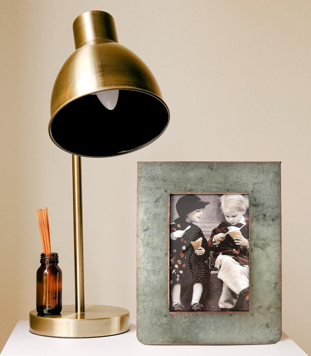 Creative Co-Op Galvanized 2-Sided Standing Picture Frame, Holds 3" x 5" Photos, 9.75" H