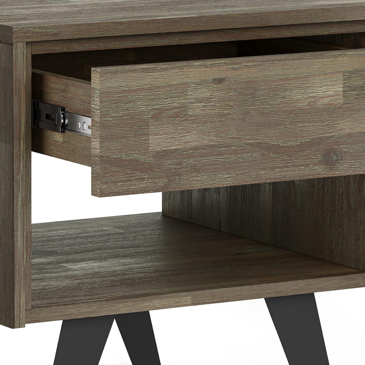 Lowry 22"W Solid Acacia Wood Square End Table with Storage Drawer