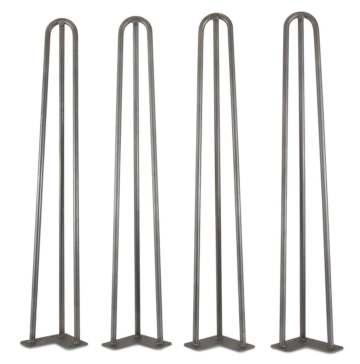 WEN Products 28-Inch Mid-Century Modern Raw Steel Hairpin Table Legs, 1/2-Inch Diameter, Set Of 4