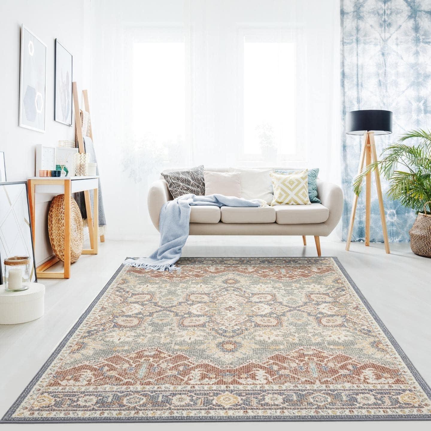 Luxe Weavers Floral Oriental Ivory 8x10 Area Rug