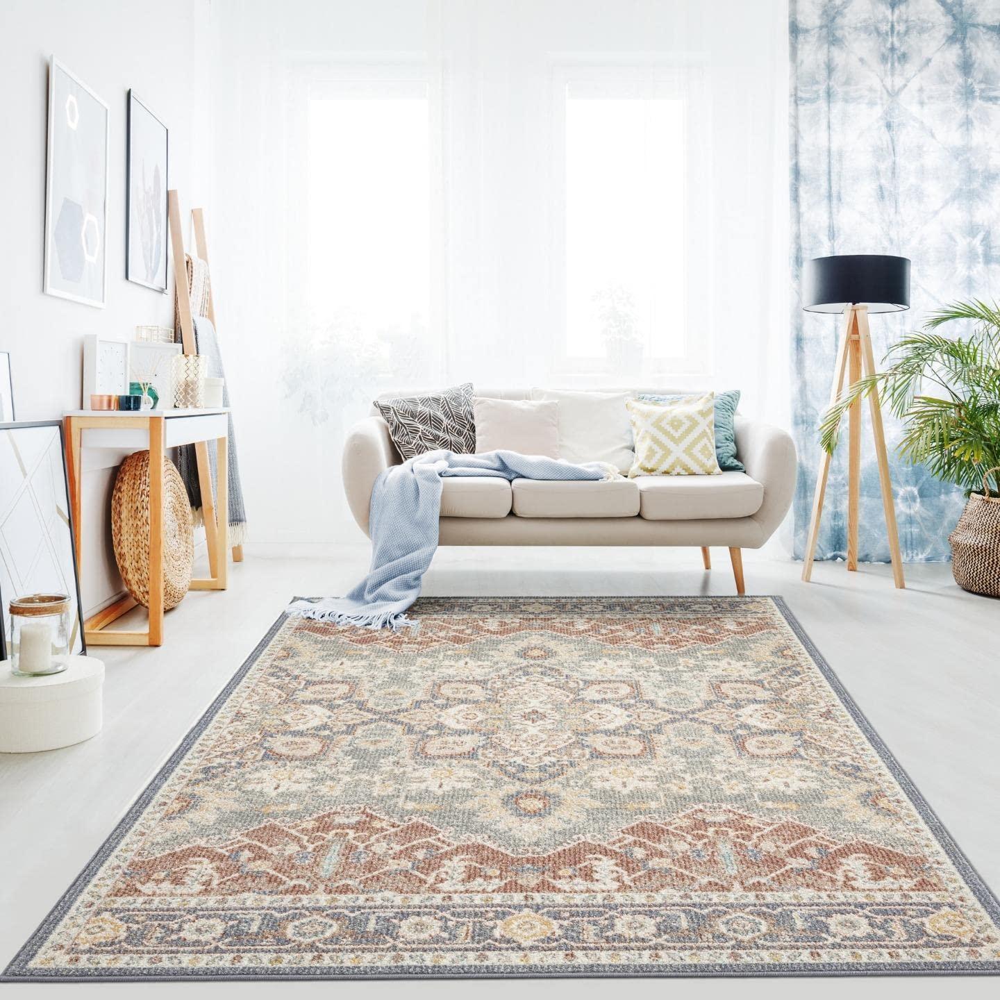 Luxe Weavers Floral Oriental Ivory 8x10 Area Rug