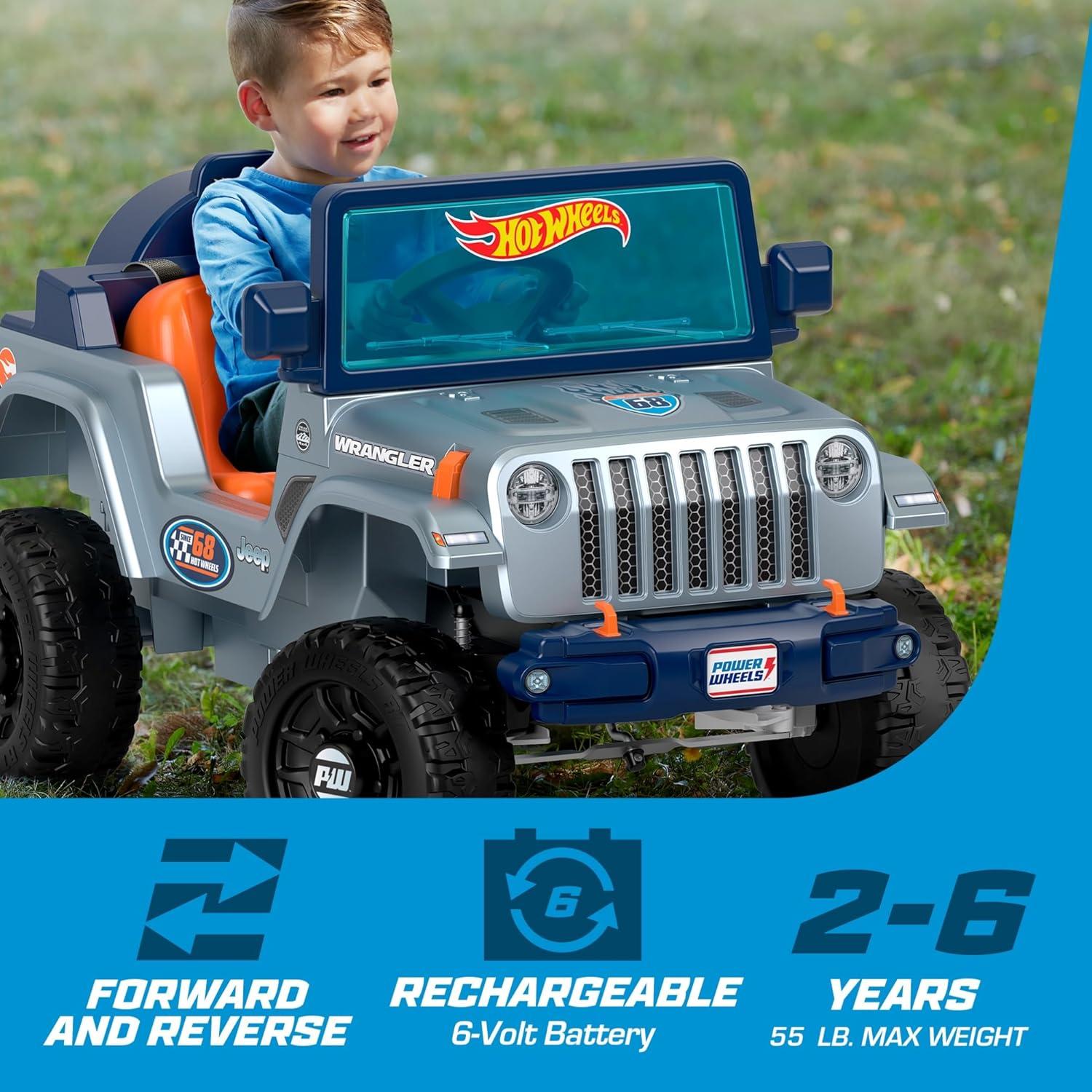 6-Volt Gray and Orange Jeep Wrangler SUV Ride-On Toy