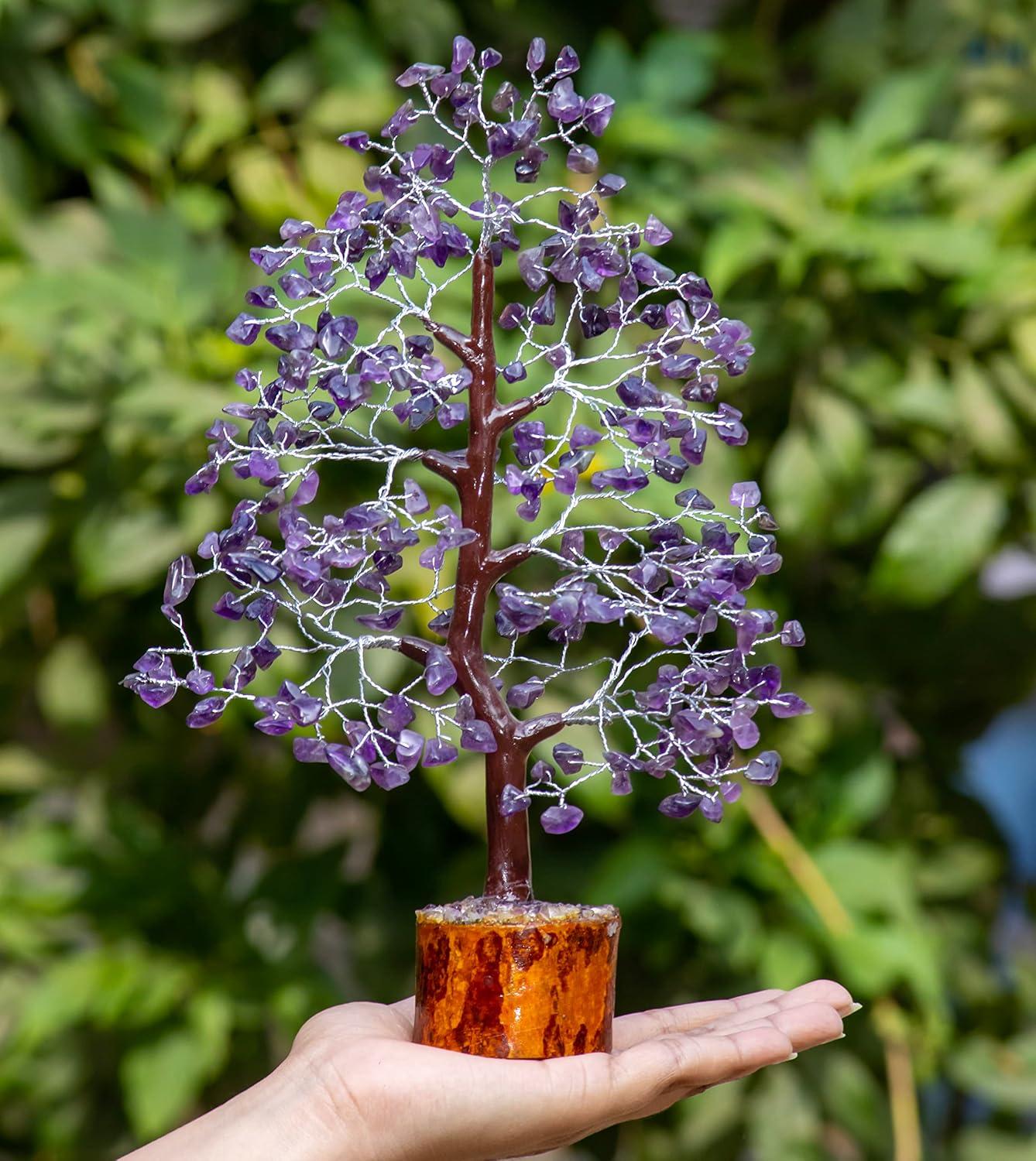 Amethyst Chakra Tree of Life - Crystal Tree for Positive Energy, Feng Shui Decor - Handmade Gemstone Tree, Good Luck Money Bonsai, Purple Healing Crystals, Meditation Stone, Spiritual Mystical Gift