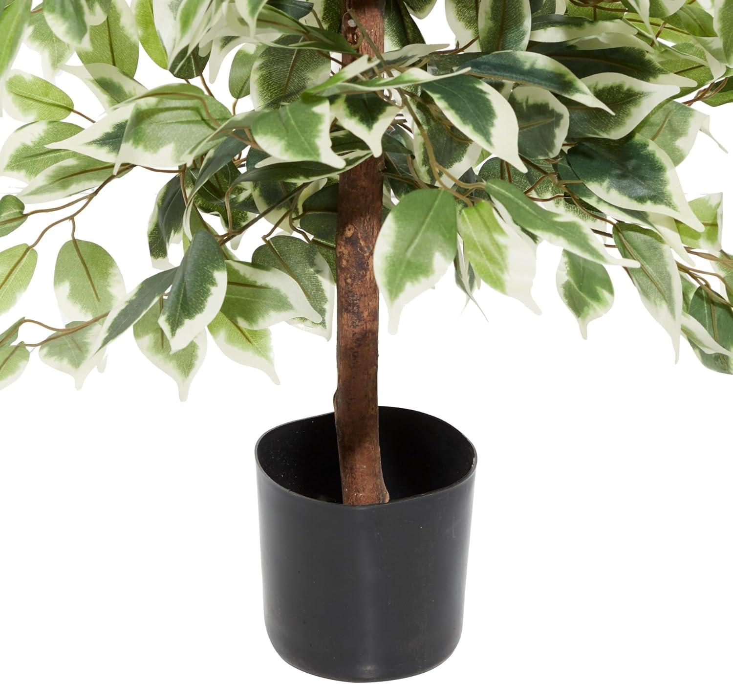 DecMode 73" Artificial Ficus Tree in Realistic Leaves and Black Plastic Pot
