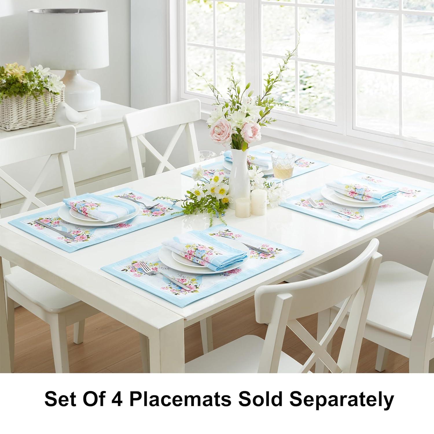 Rose Cottage Engineered Napkins, Set of 8 - Multicolor - 17x17 - Elrene Home Fashions