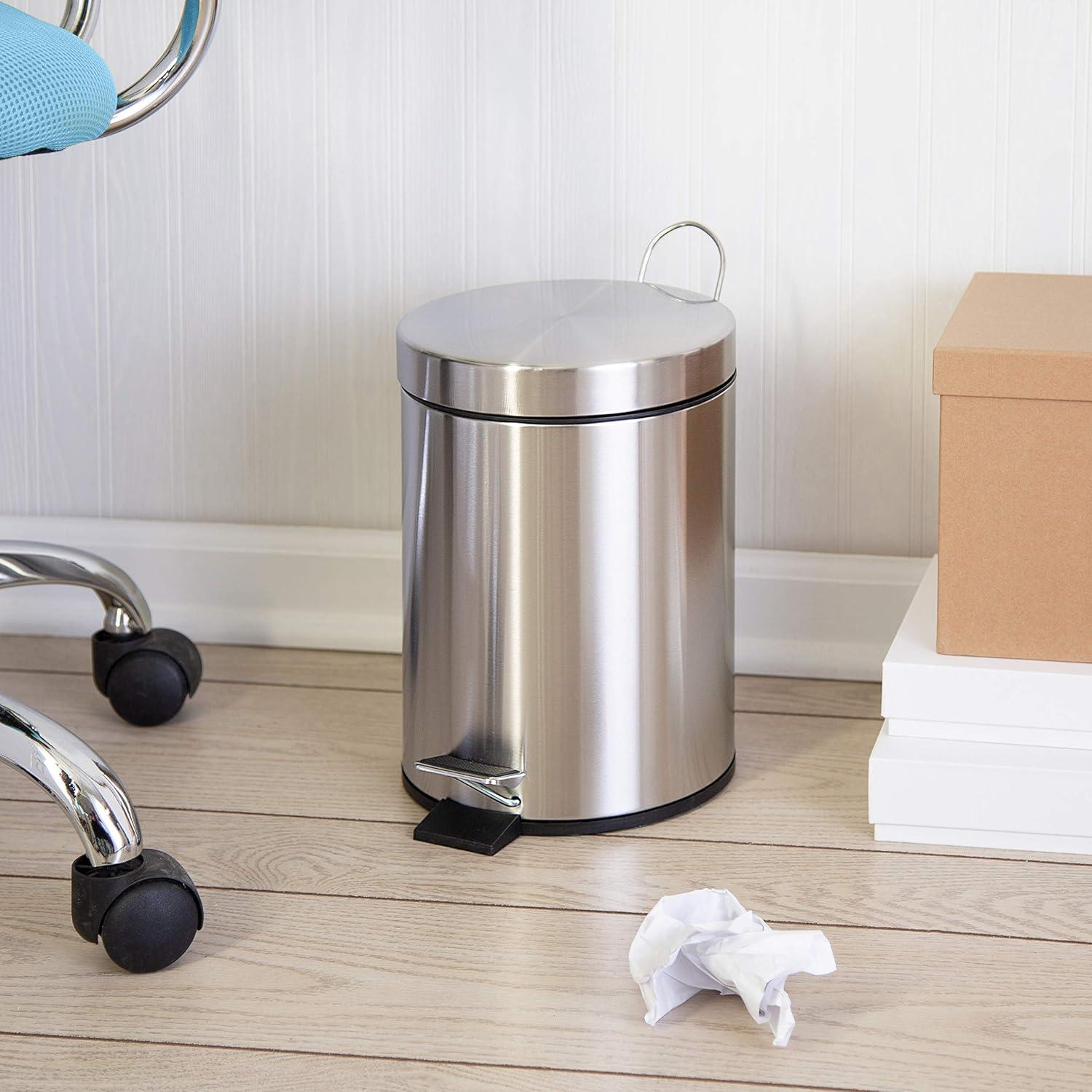 Honey-Can-Do Trs-01449 5 Liter Round Stainless Steel Step Trash Can - Stainless Steel