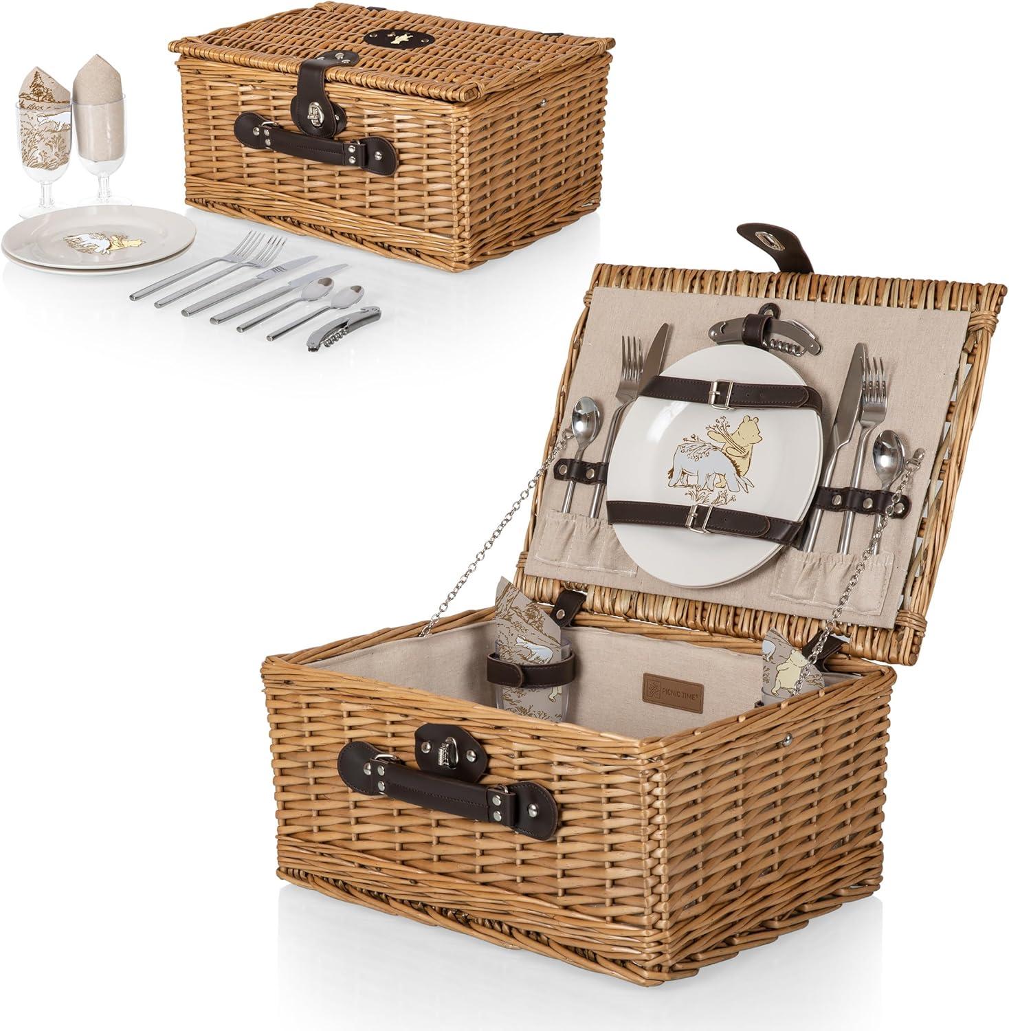 Winnie the Pooh - Classic Picnic Basket, Beige Canvas