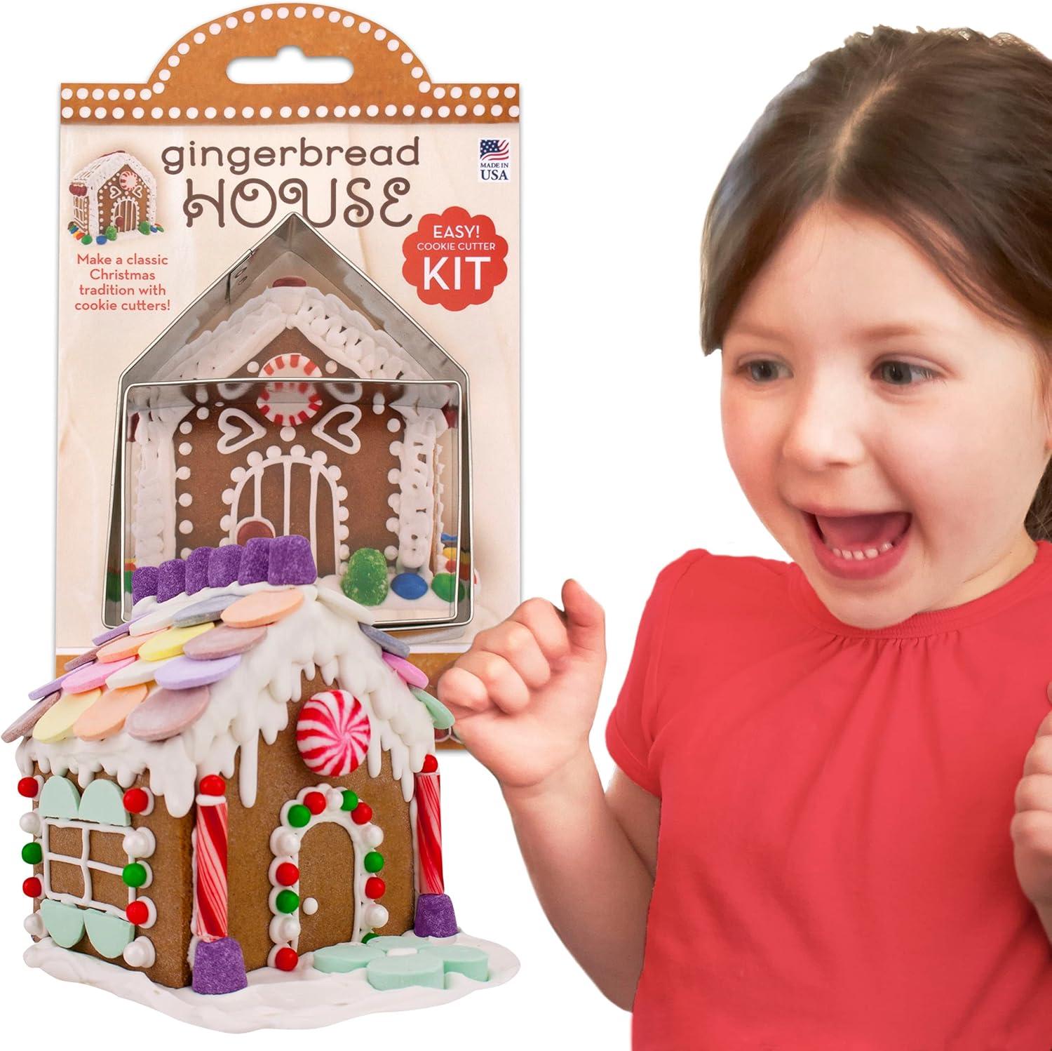 Mini Gingerbread House Set, Two Cookie Cutters with Recipe Card Makes 4-1/2" Tall Gingerbread House by Ann Clark Cookie Cutters