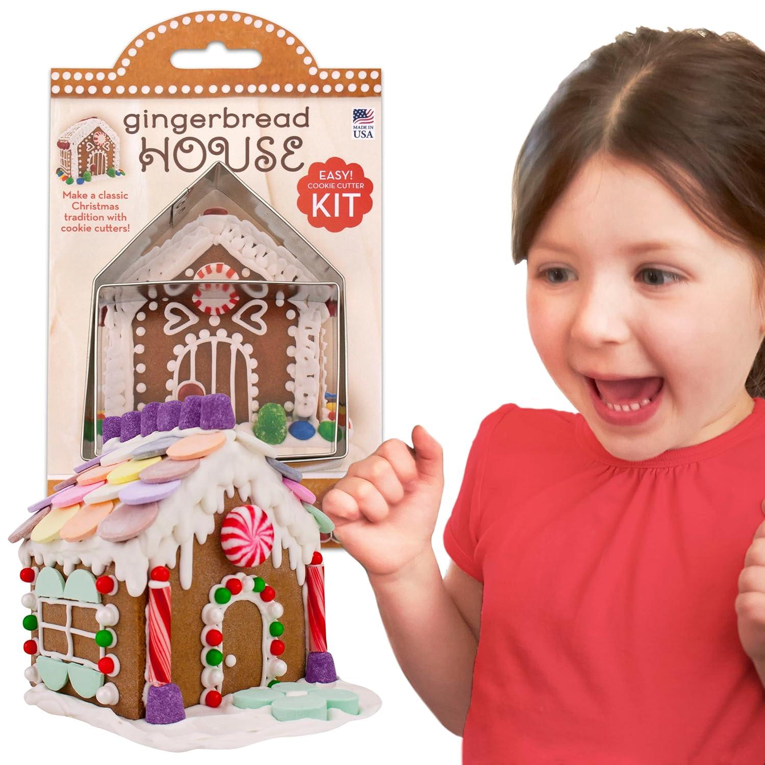 Mini Gingerbread House Set, Two Cookie Cutters with Recipe Card Makes 4-1/2" Tall Gingerbread House by Ann Clark Cookie Cutters