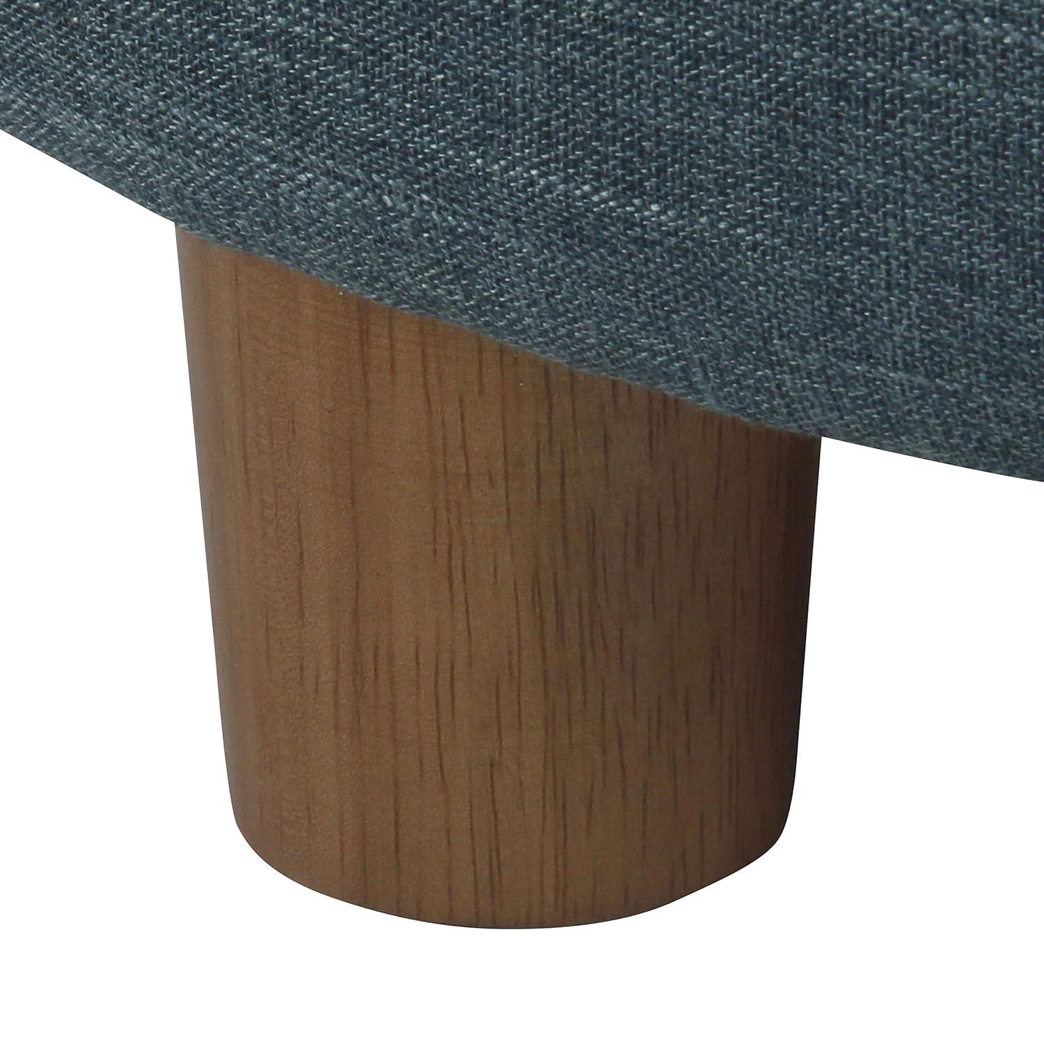Round Storage Ottoman Teal - HomePop: Upholstered Footstool, Easy Lift Top, 250lb Capacity
