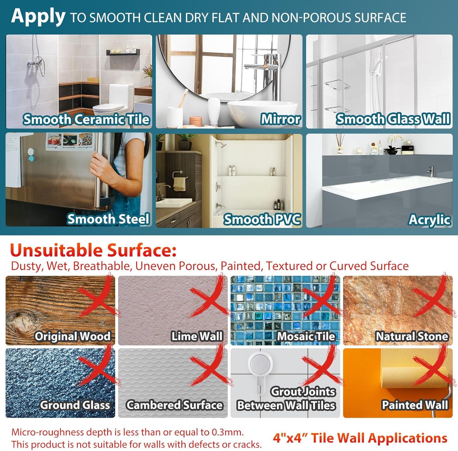 TAILI Shower Grab Bar 2 Pack Suction Grab Bars for Bathtubs and Showers, Heavy Duty Shower Handle Removable Bathroom Safety Grip for Seniors and Elderly, Shower Handrails No Drilling Waterproof, Blue