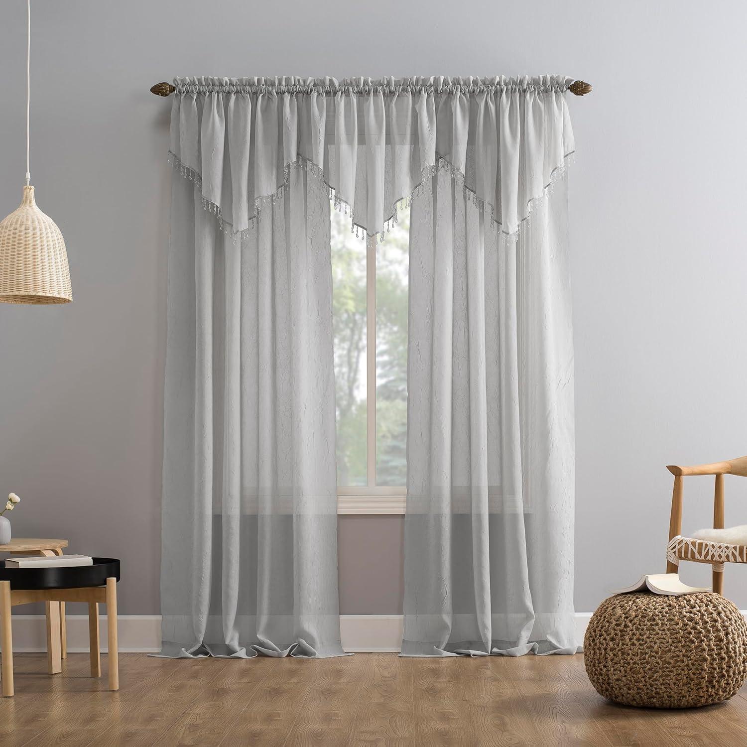 51"x84" Erica Crushed Sheer Voile Rod Pocket Curtain Panel Silver - No. 918