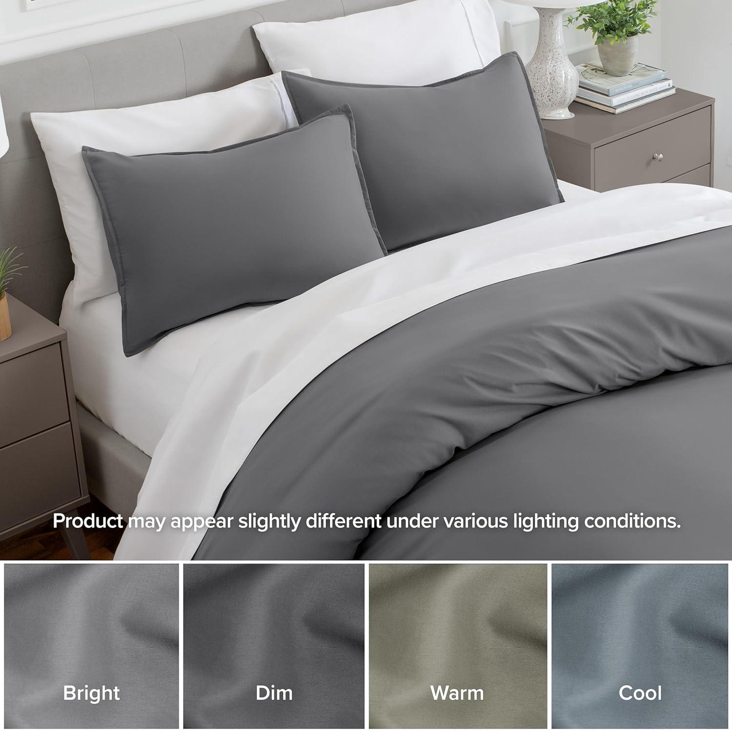 Solid Grey Microfiber Standard Pillow Sham Set by Bare Home