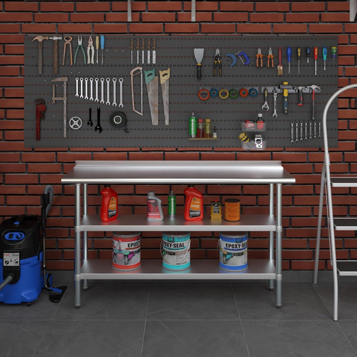 Amgood Stainless Steel Work Table with Undershelf. Metal Prep Table. NSF - Certified