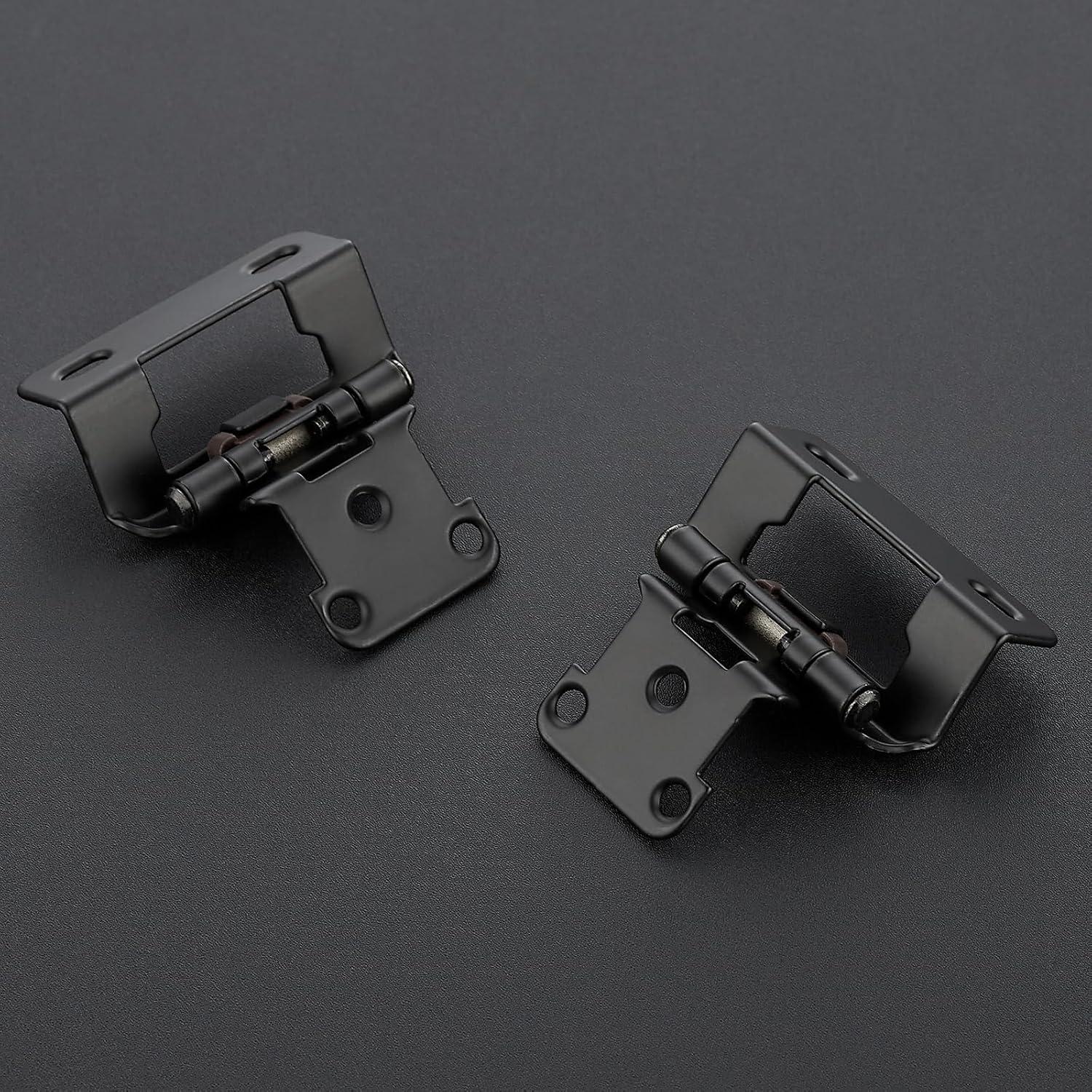 50 Pack 25 Pairs Semi-Overlay 1/2 inch Self-Closing Face Frame Cabinet Hinges Matte Black Half Wrap-Around Kitchen Cabinet Door Hinges Face Mount Cabinet Hardware Matte Black Matte Black