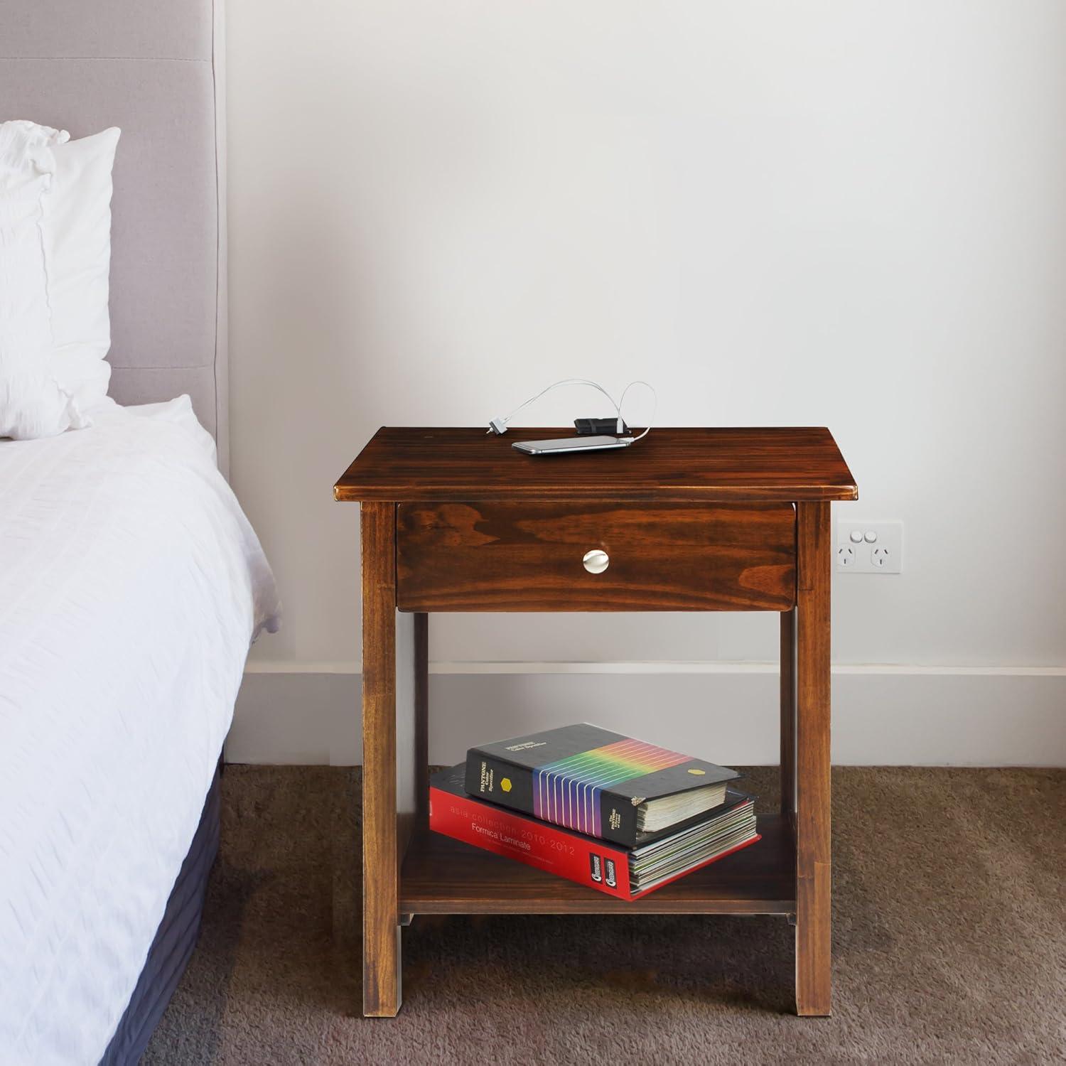 Casual Home Vanderbilt Nightstand with USB Port, Warm Brown